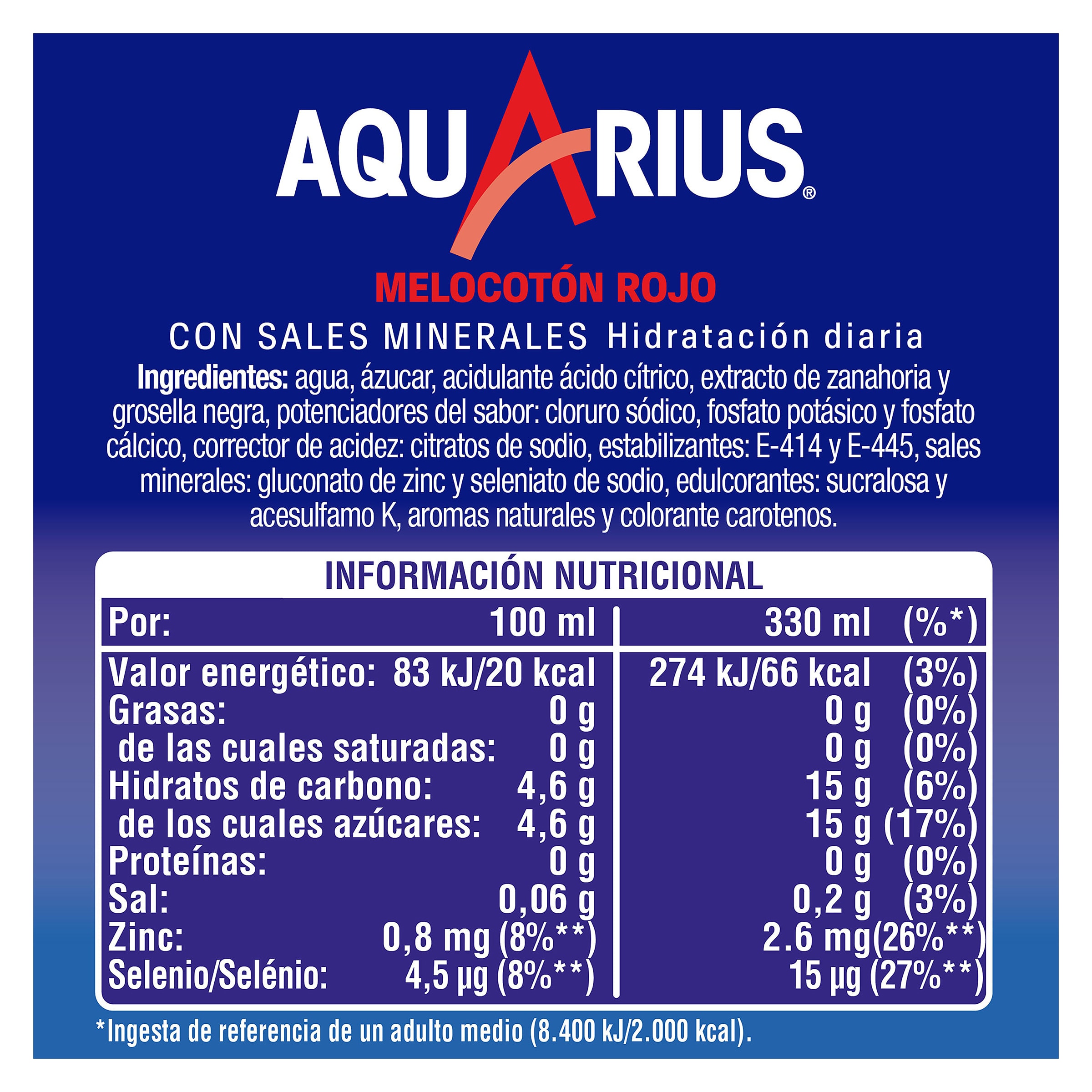 Aquarius de melocotón rojo lata 330 ml