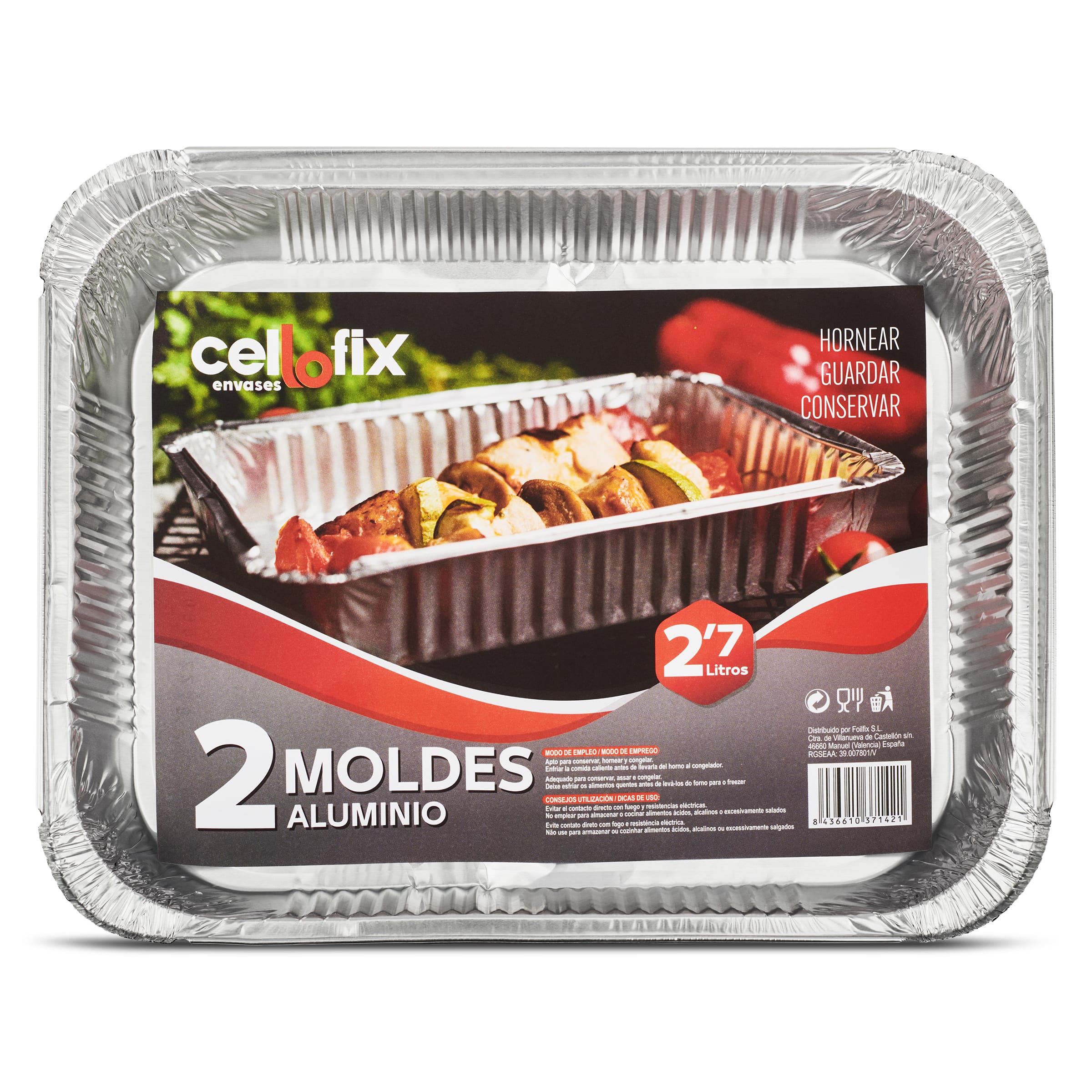 Molde de aluminio 2,7 L Cellofix 2 unidades
