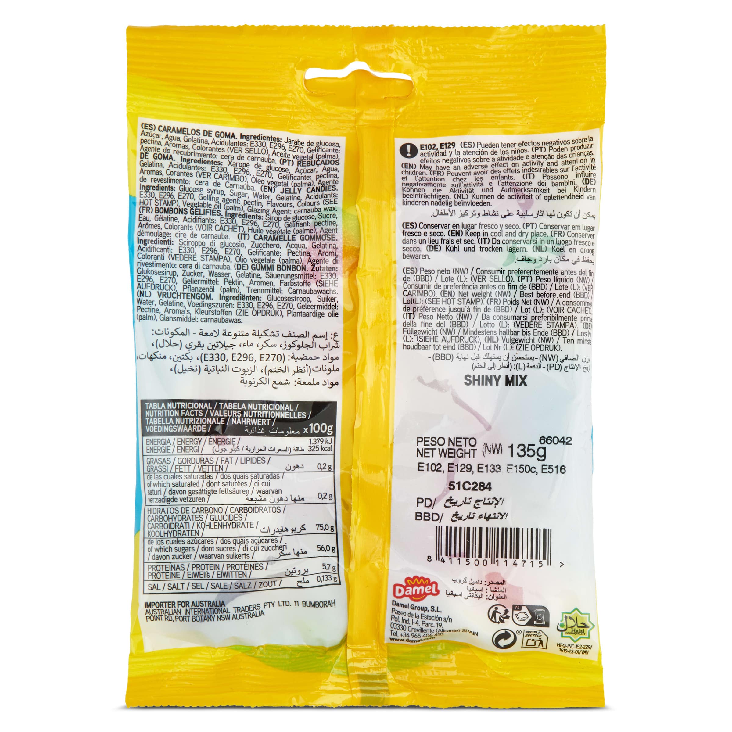Golosinas shiny mix Damel 135 g