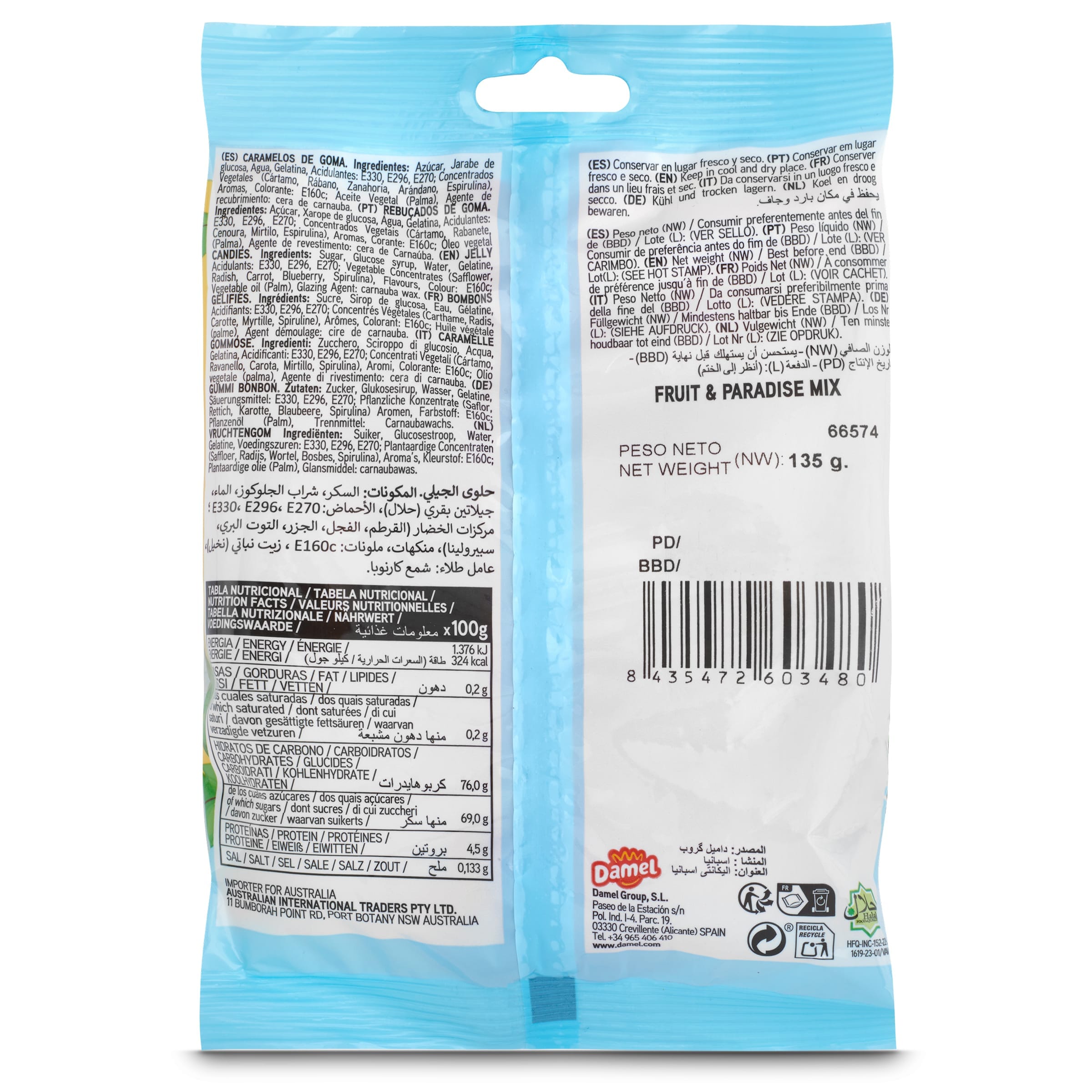 Gominolas fruit & paradise mix Damel 135 g