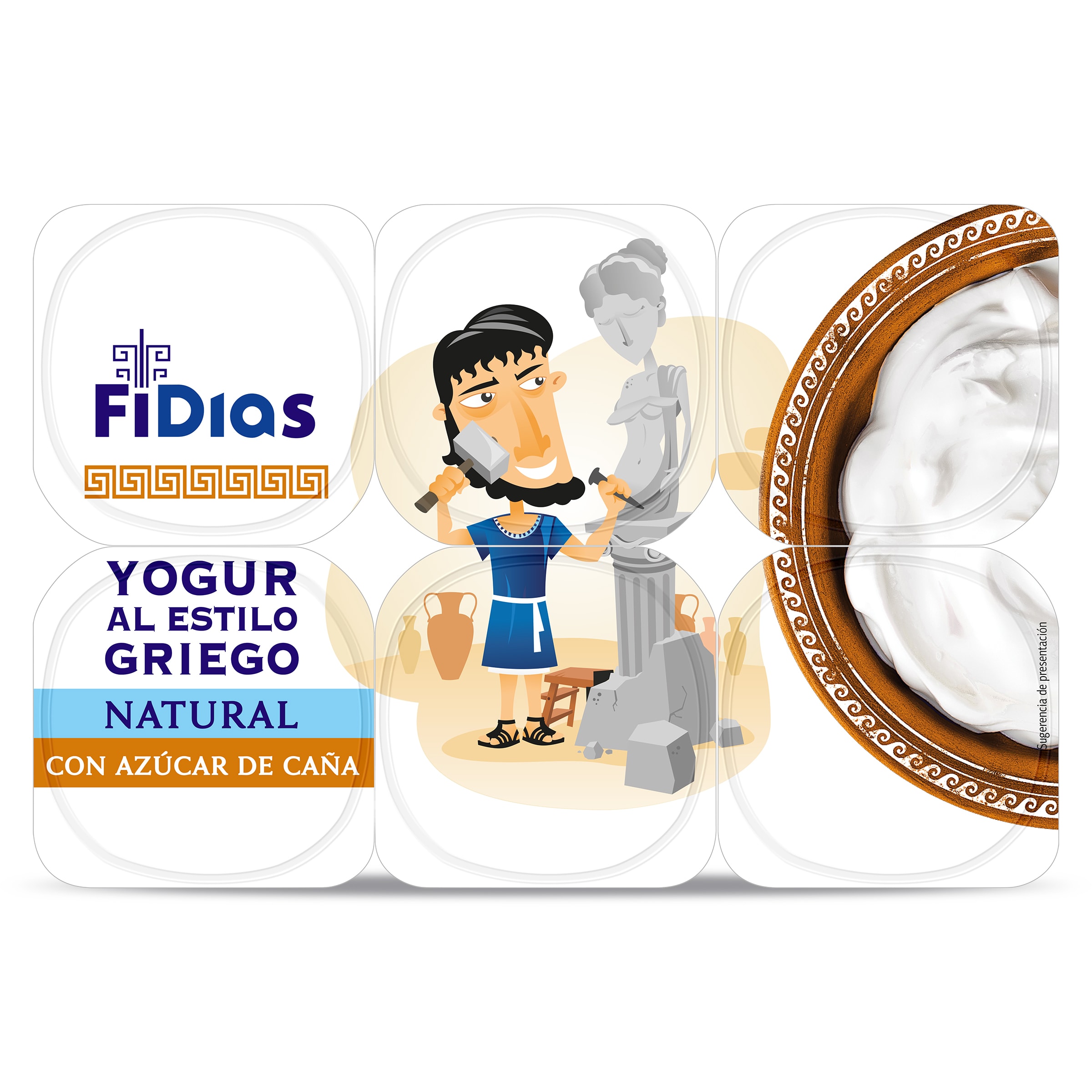 Yogur griego natural con azúcar de caña Dia Fidias 6 x 125 g