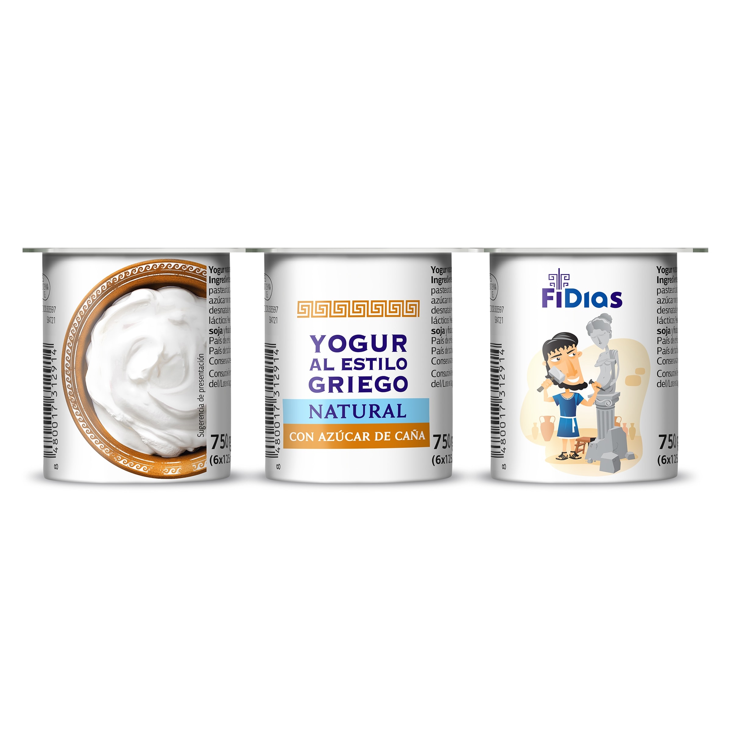 Yogur griego natural con azúcar de caña Dia Fidias 6 x 125 g