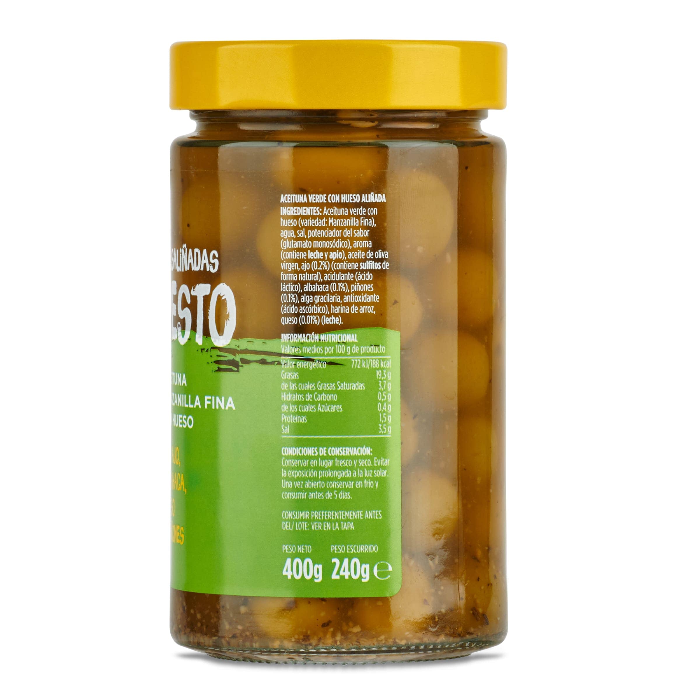 Aceitunas salsaliñadas con pesto Jolca 400 g