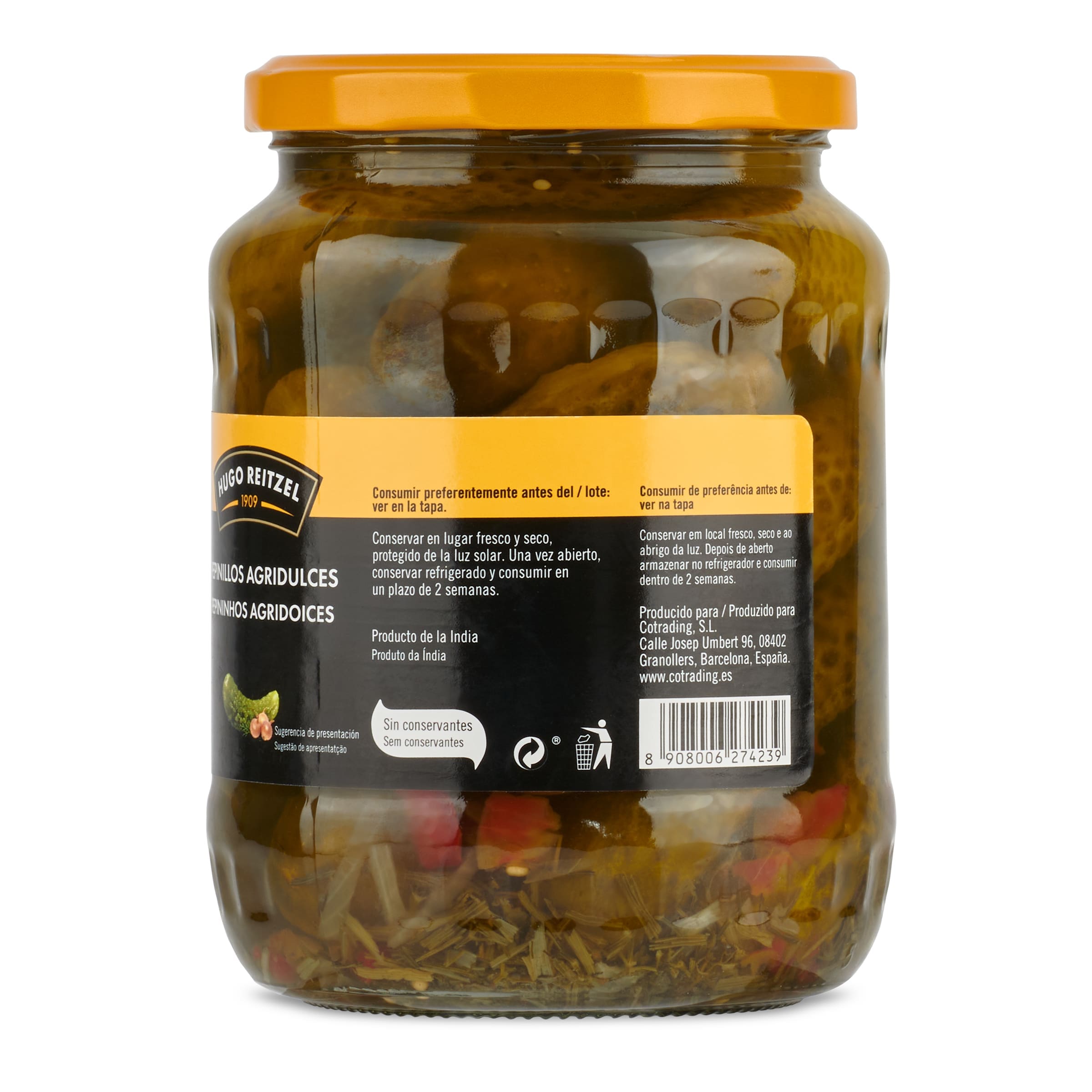 Pepinillos agridulces Hugo Reitzel 360 g