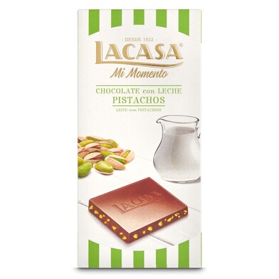 Chocolate con leche con pistachos Lacasa 90 g-0 Chocolate con leche con pistachos Lacasa 90 g-0
