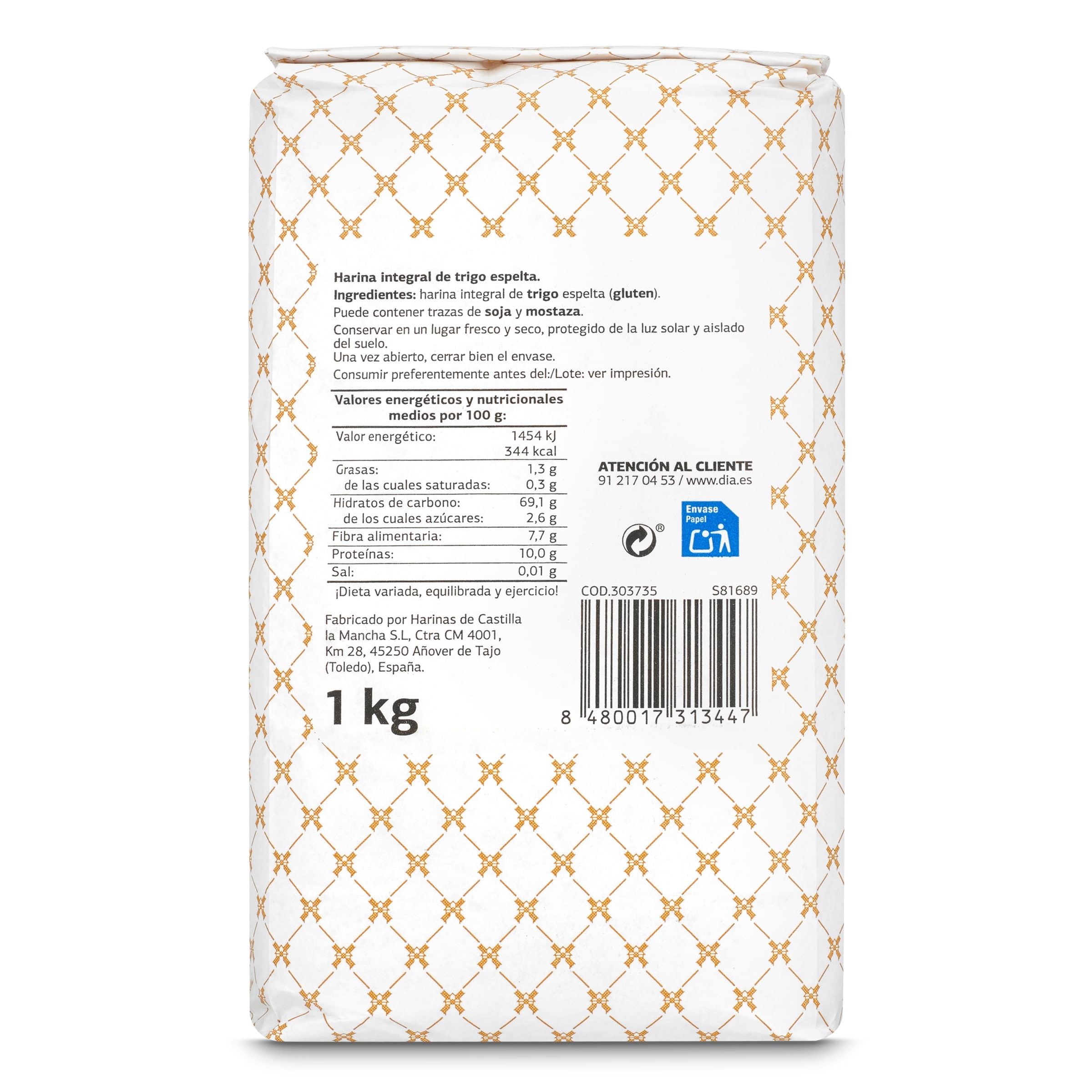 Harina de espelta integral El Molino de Dia 1 Kg