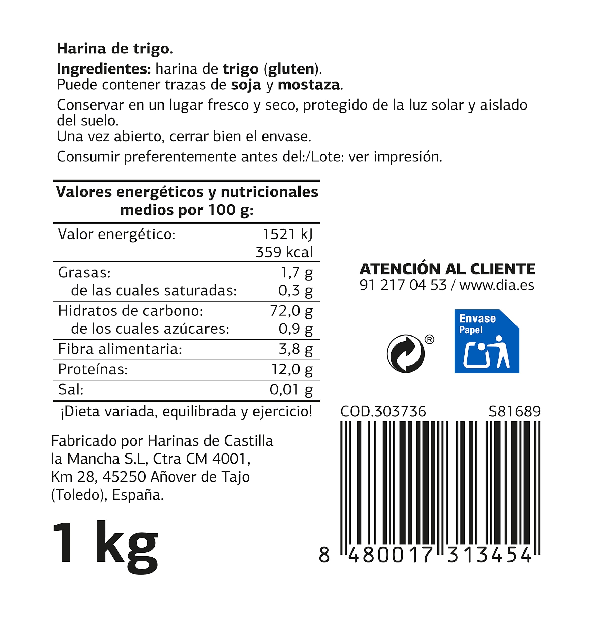 Harina de repostería El Molino de Dia 1 Kg