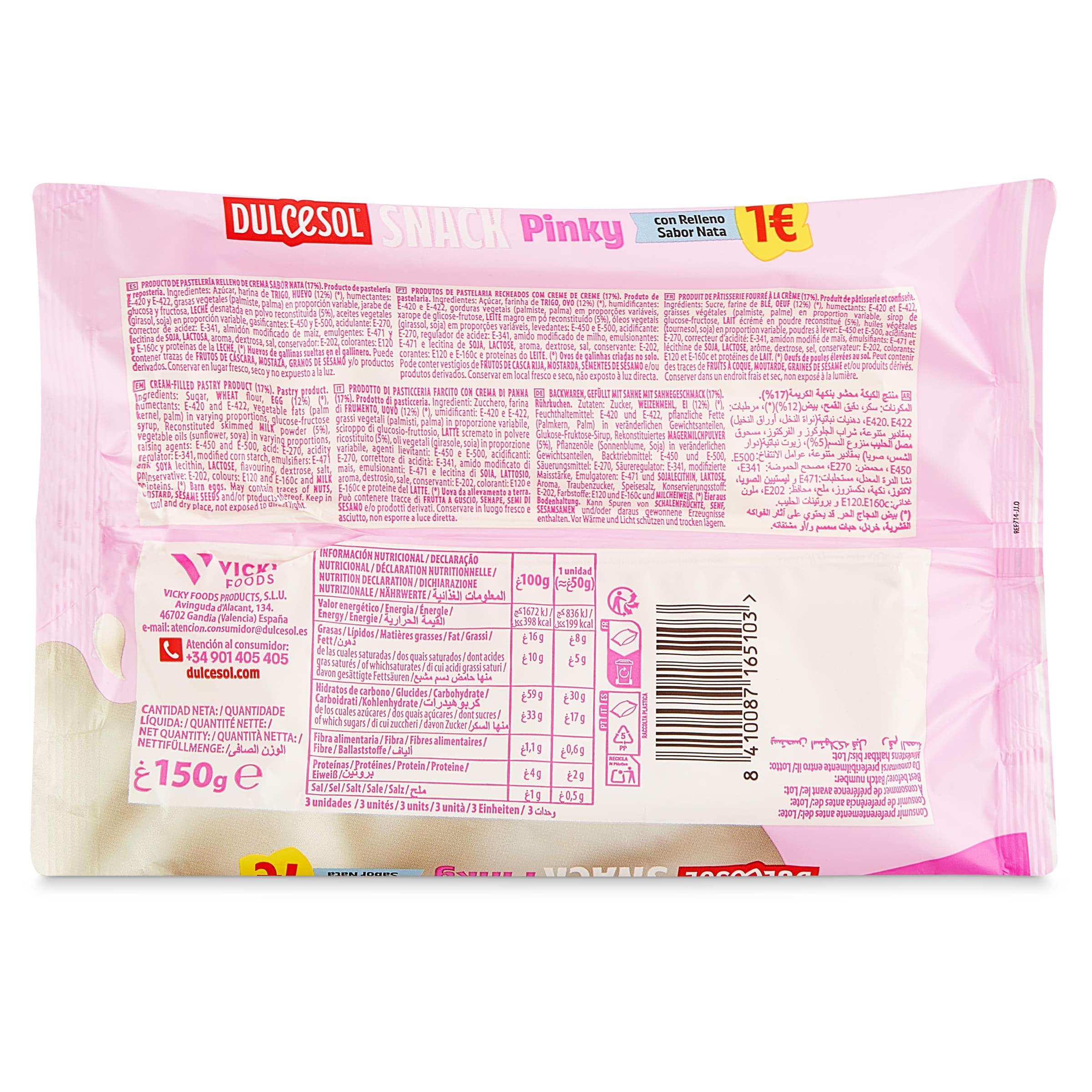 Flaminguitos rosas rellenos de crema con leche Dulcesol 150 g