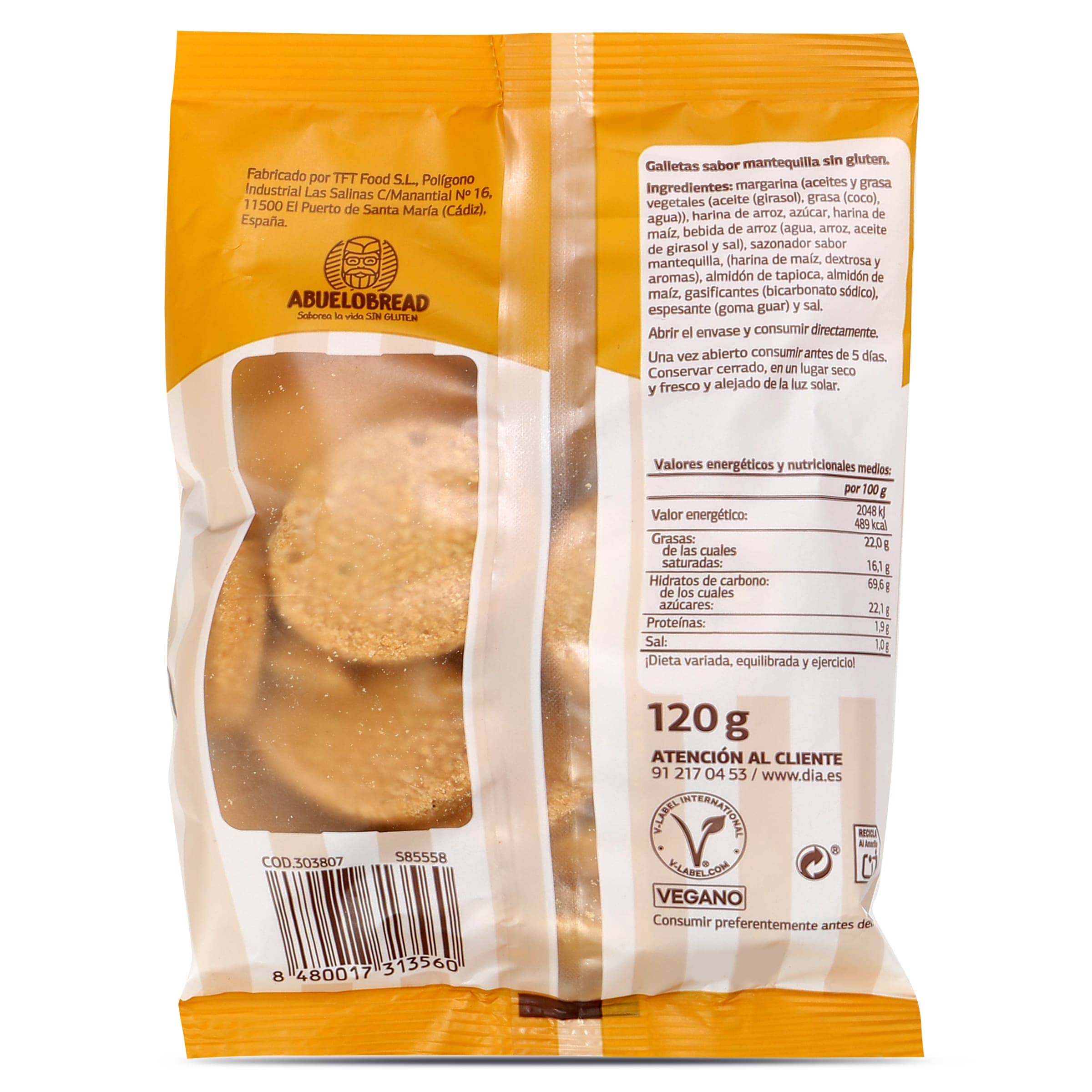 Galletas sabor mantequilla sin gluten Galleteca de Dia 120 g