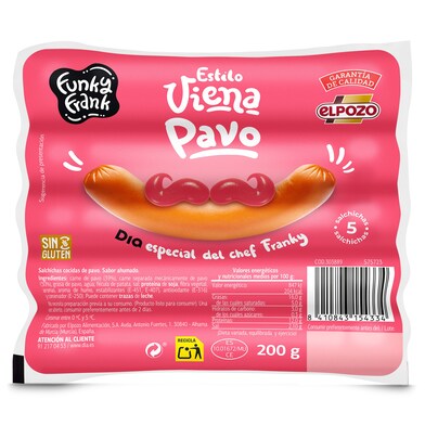 Salchichas viena de pavo Funky Frank de Dia bolsa 200 g-0 Salchichas viena de pavo Funky Frank de Dia bolsa 200 g-0