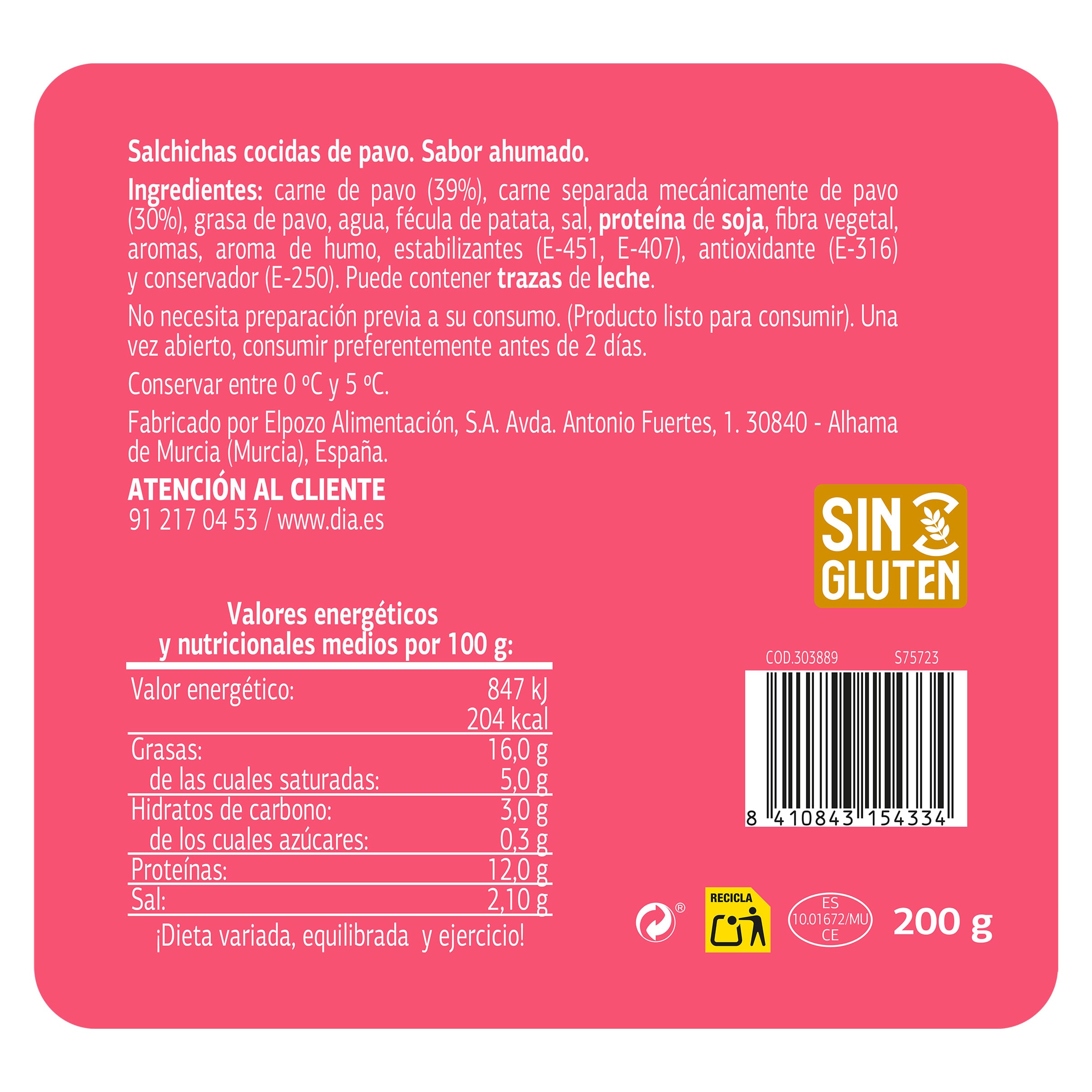 Salchichas viena de pavo Dia Funky Frank 200 g
