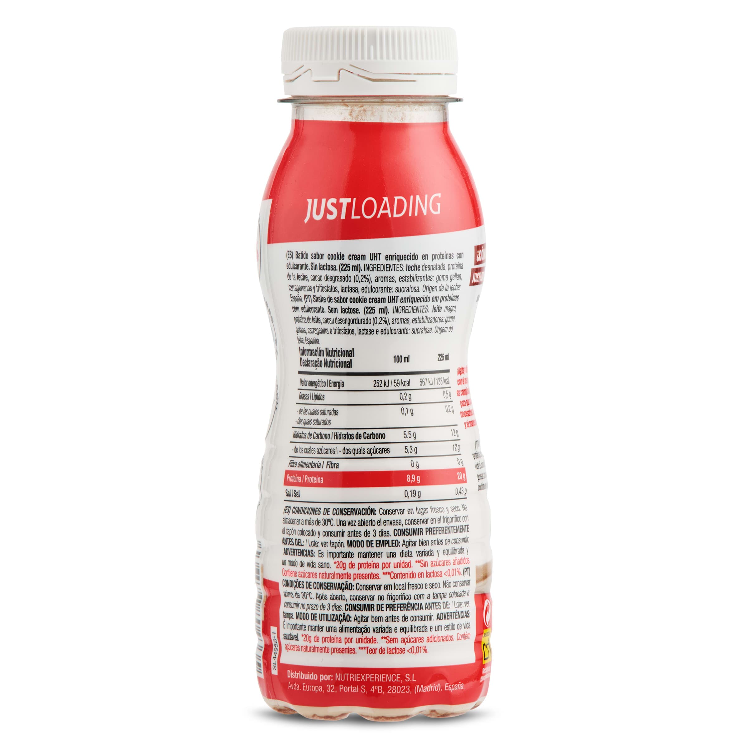 Batido alto en proteínas sabor cookie cream Just loading 225 ml