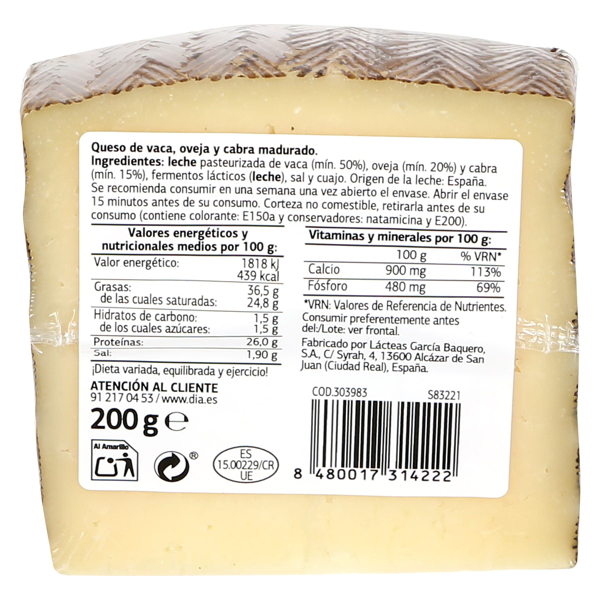 Queso mezcla Tradición Dia El Cencerro 200 g