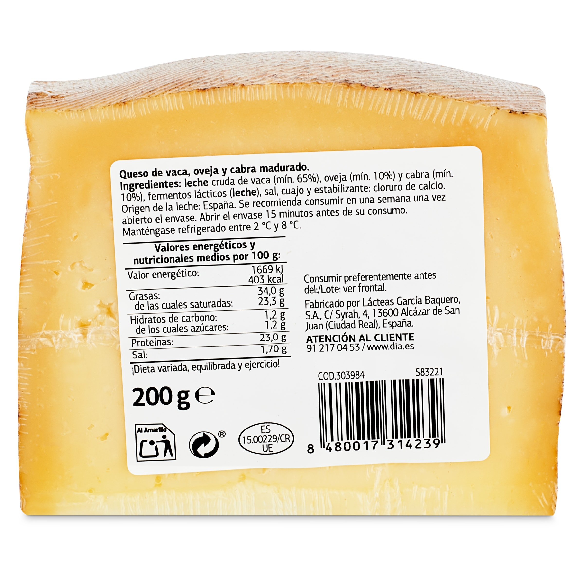 Queso mezcla Evolución Dia El Cencerro 200 g