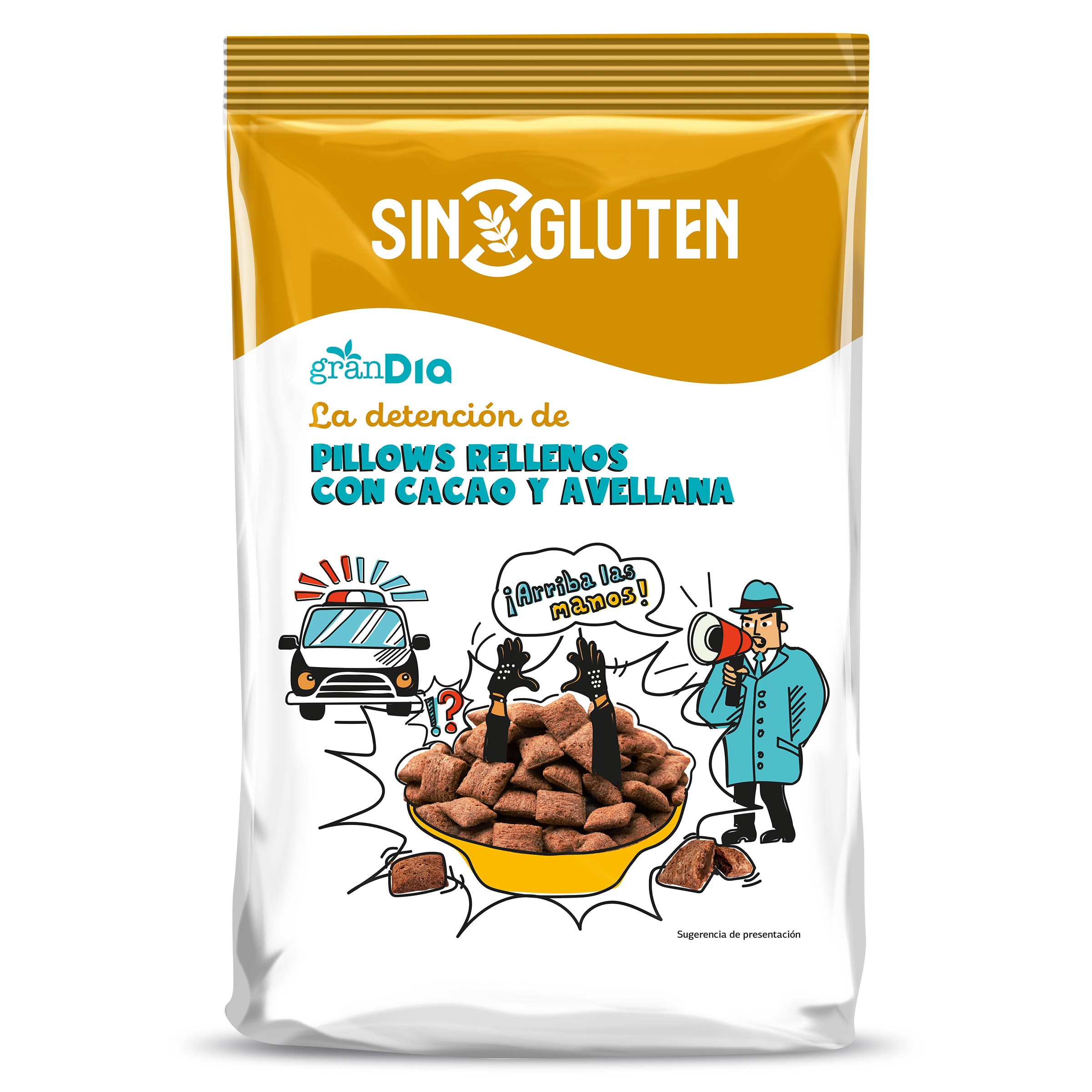Cereales rellenos con cacao y avellana sin gluten Gran Dia 400 g