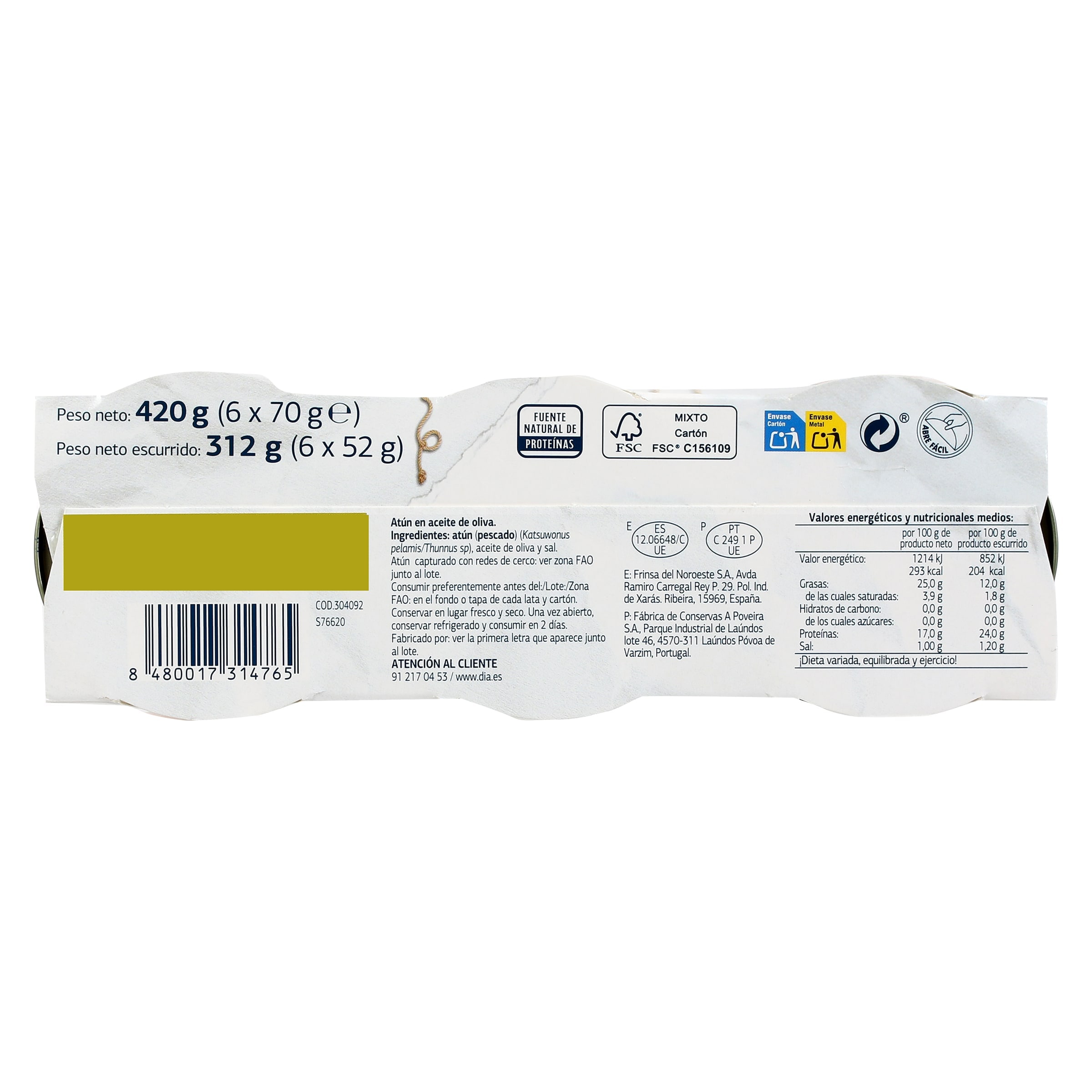 Atún en aceite de oliva Dia Mari Marinera 6 x 52 g