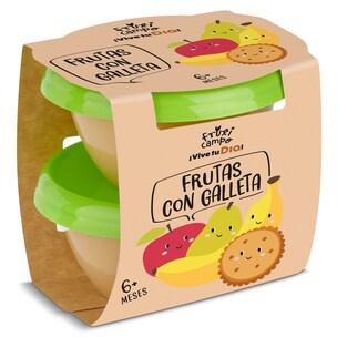 pure de frutas con galleta pack 2 x 130 g