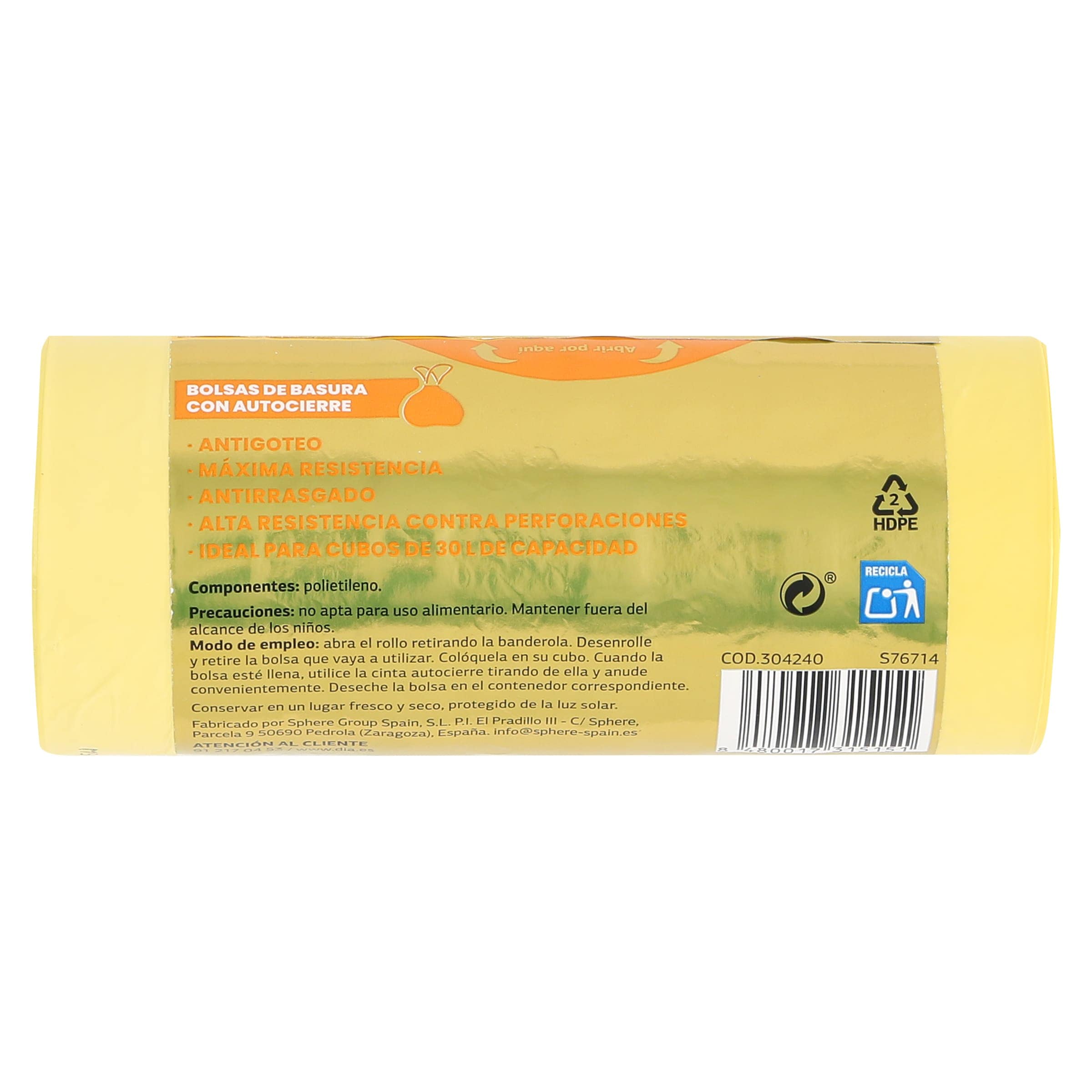 Bolsa de basura 30 L para envases con autocierre Dia Super Paco 20 unidades