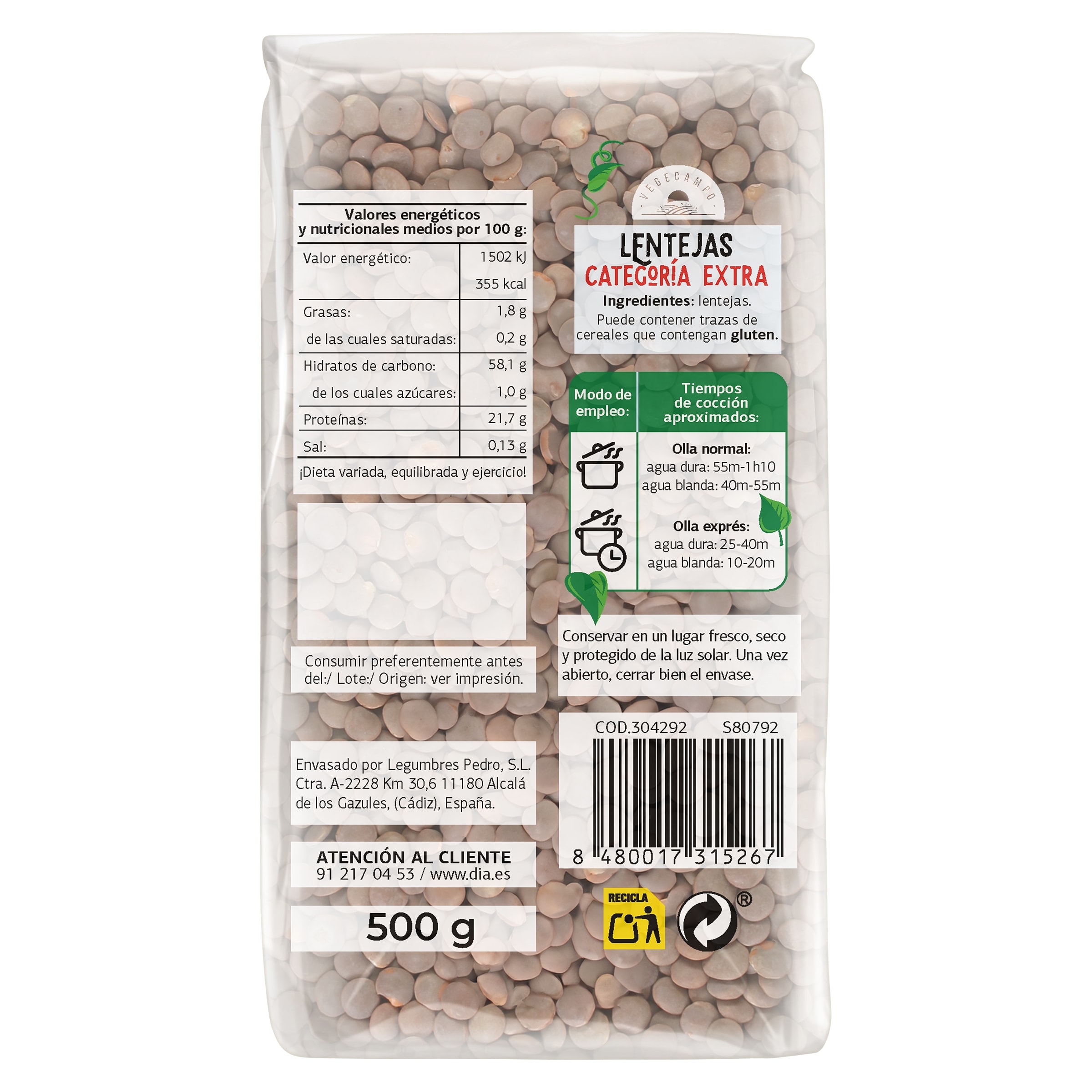 Lentejas Dia Vegecampo 500 g