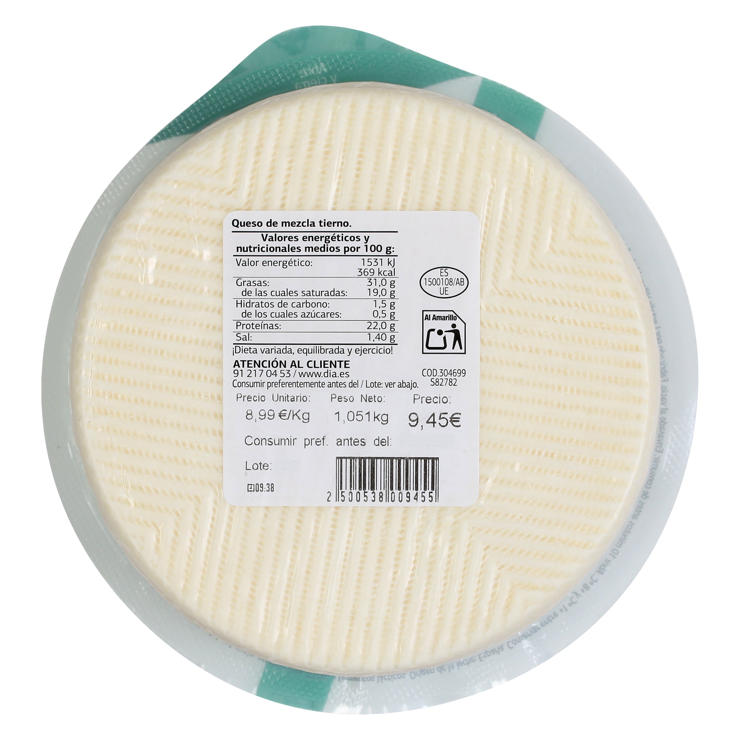 Queso tierno mezcla Dia El Cencerro 1 Kg