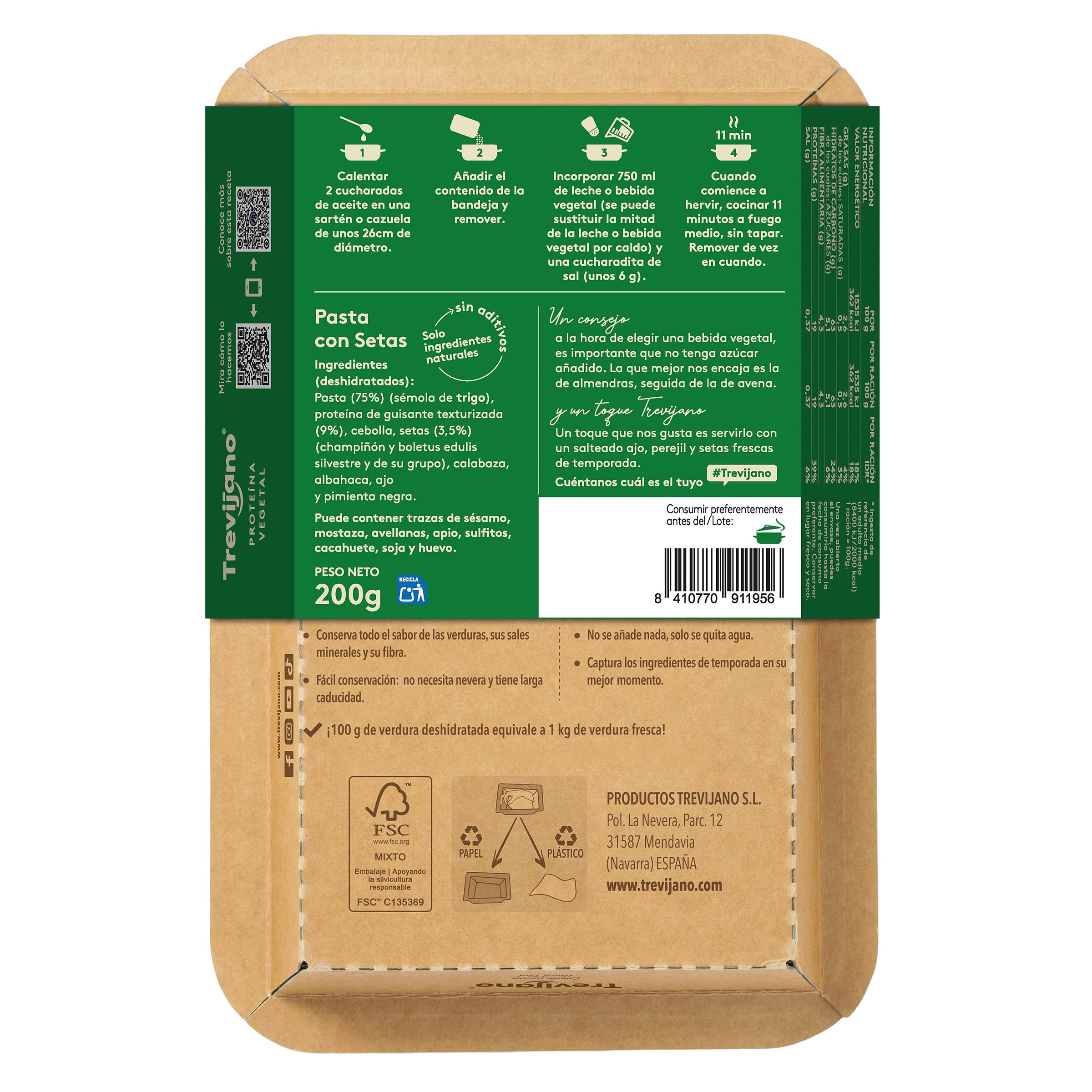 Pasta con setas Trevijano 200 g