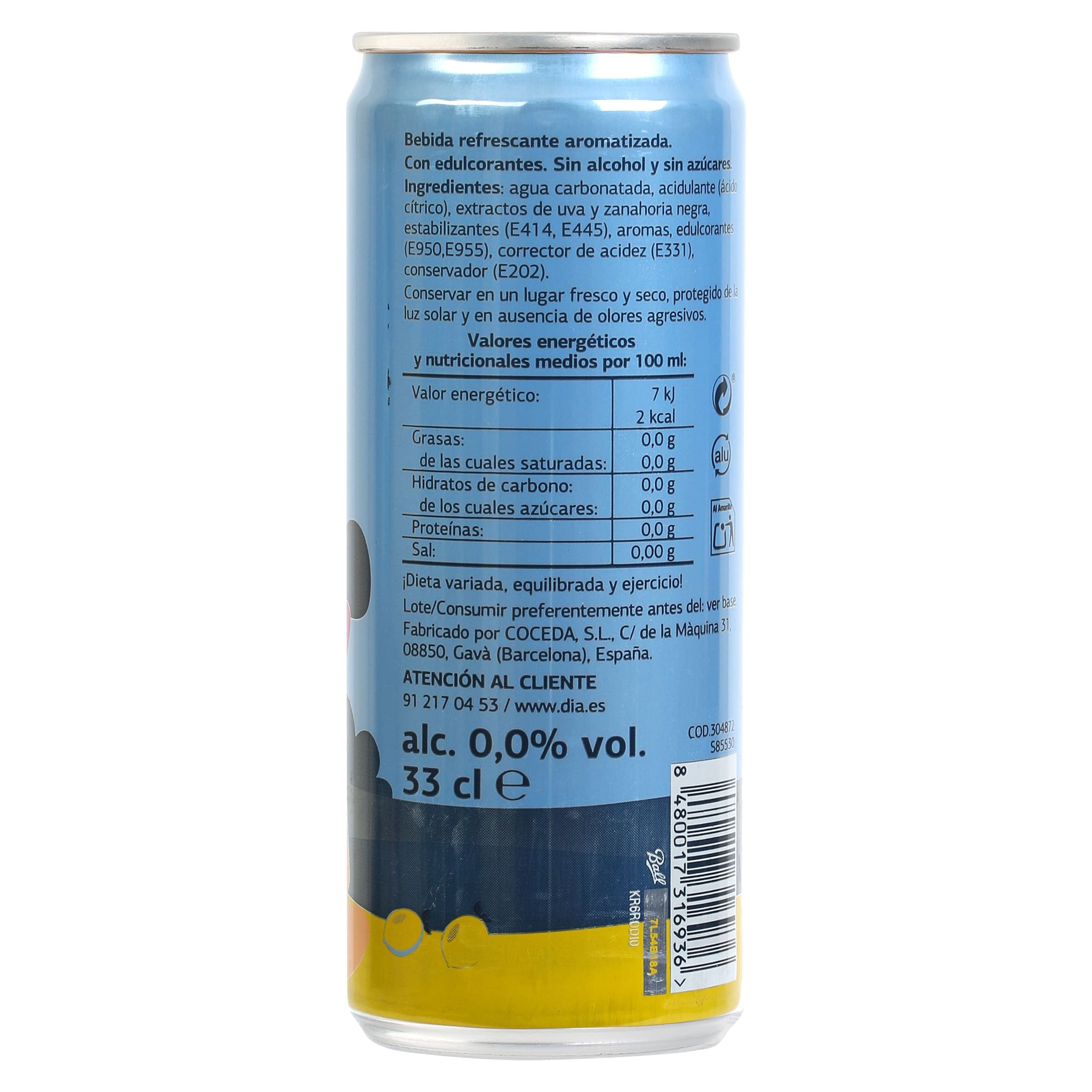 Tinto de verano sin alcohol y sin azúcar con limón Fiesta del Dia 330 ml