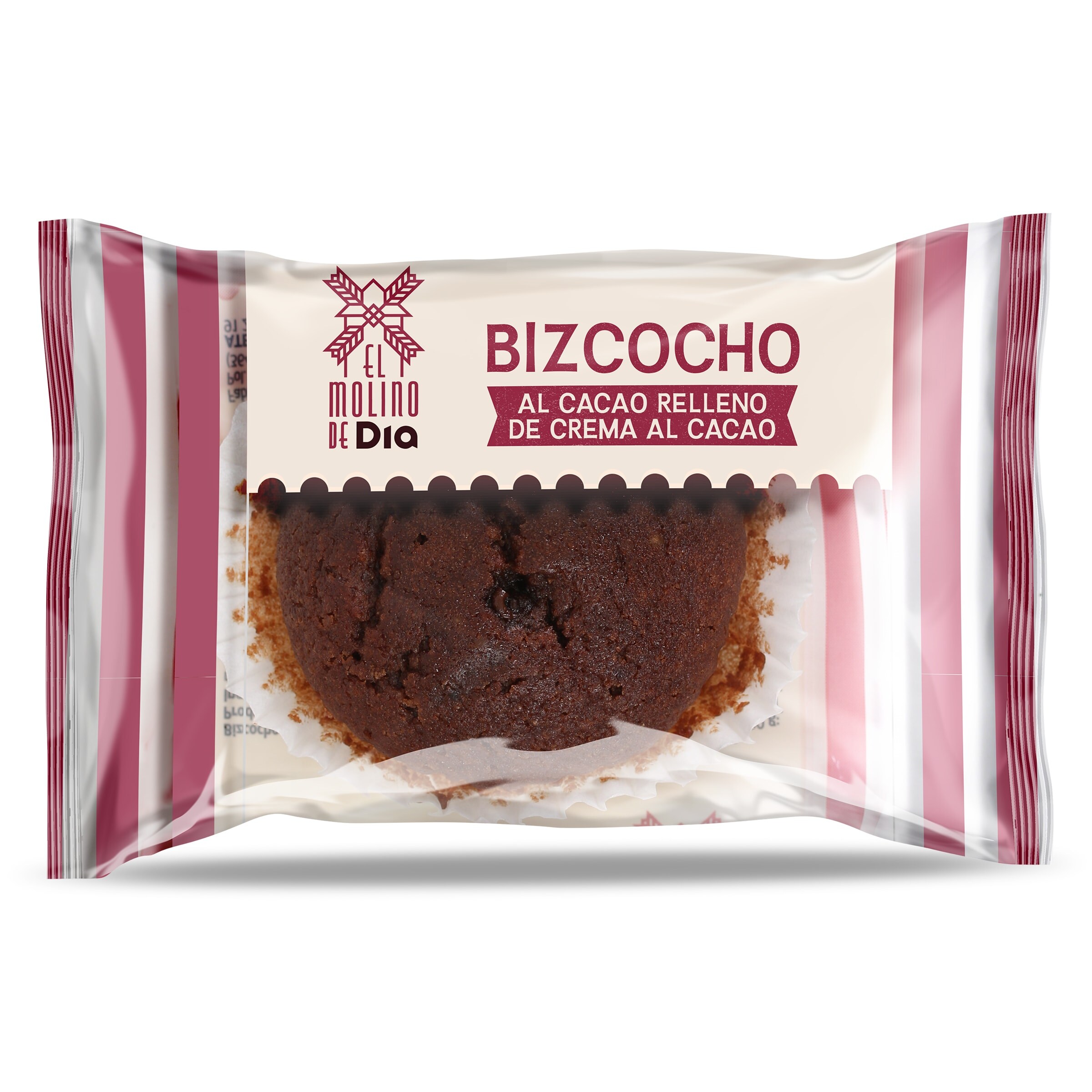 Bizcocho al cacao relleno de cacao El molino de Dia bolsa 50 g