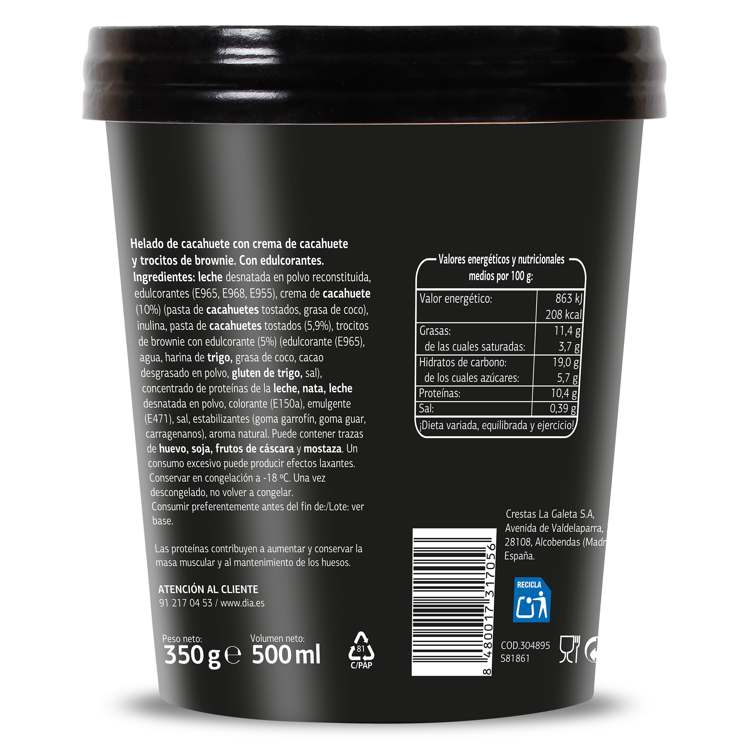 Tarrina de cacahuete alto en proteínas Dia Temptation 350 g