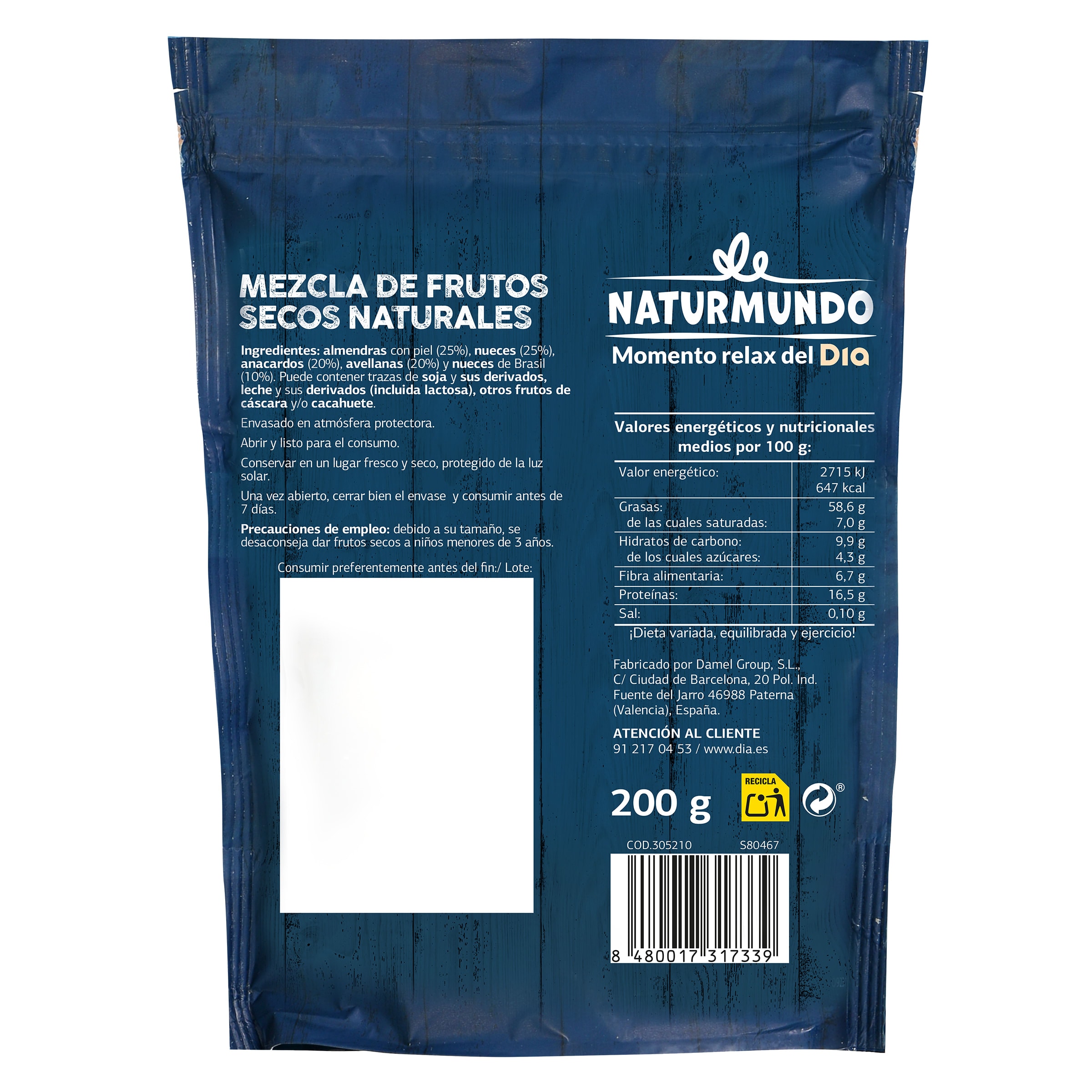 Mix de frutos secos naturales Dia Naturmundo 200 g