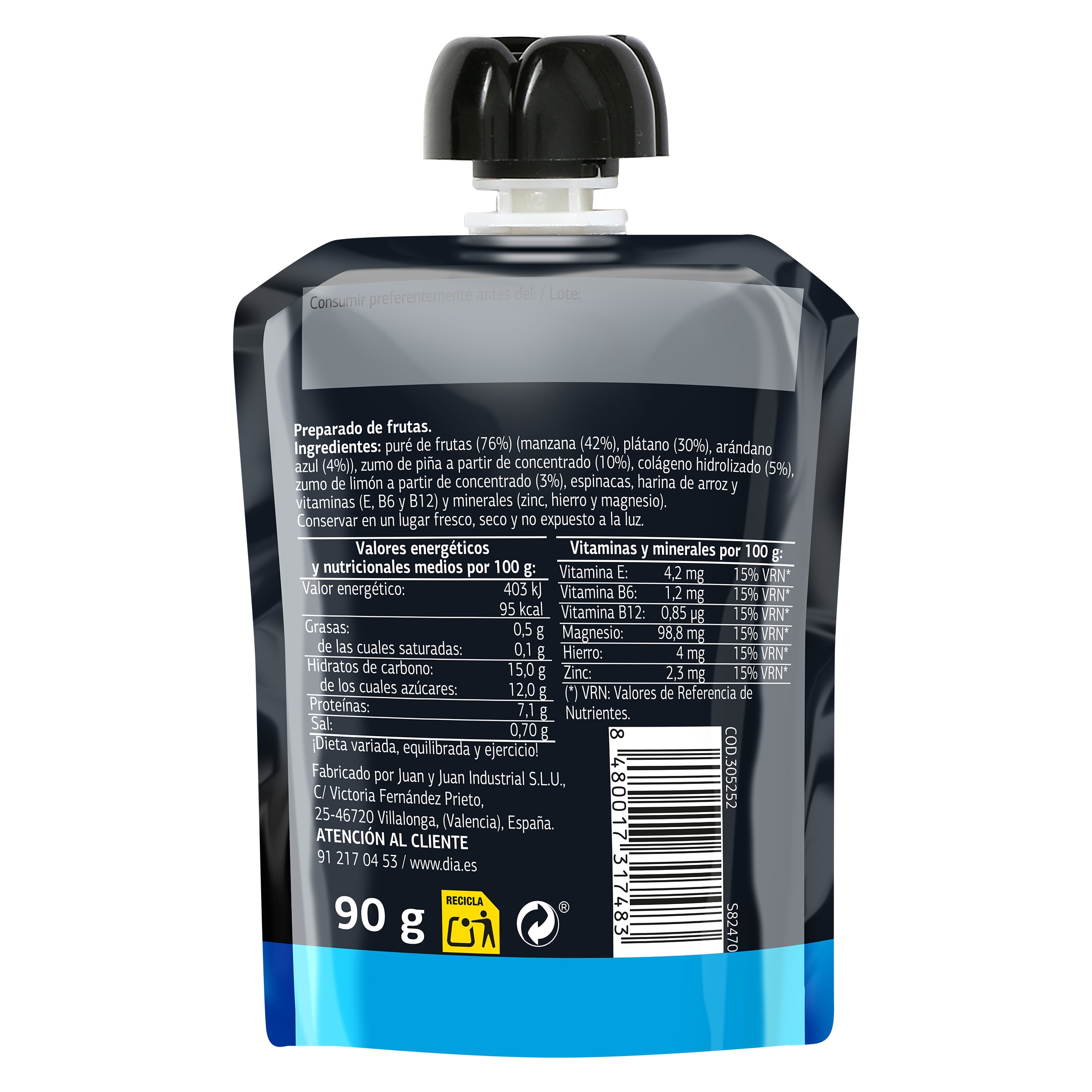 Pouch post entreno de frutas Dia Naturmundo 90 g