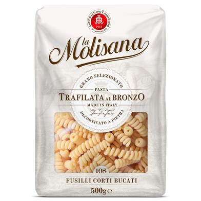Fusilli corti bucati nº 108 La molisana bolsa 500 g-0 Fusilli corti bucati nº 108 La molisana bolsa 500 g-0