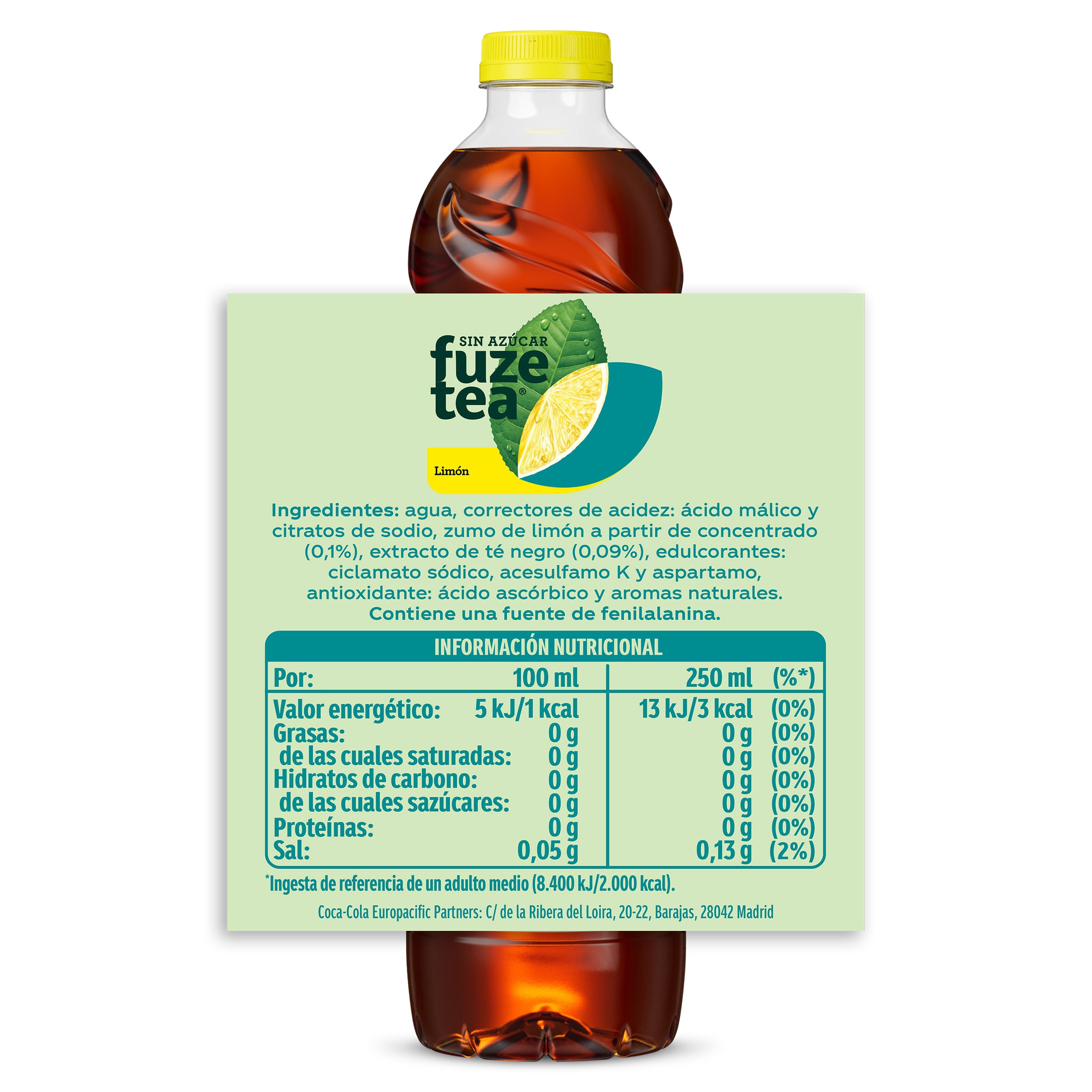 Fuze tea de limón sin azúcar 1.5 L