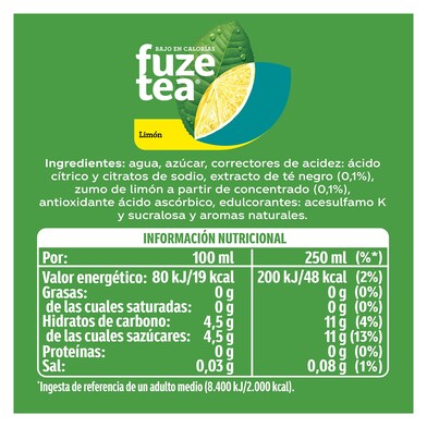 Refresco de té limón sabor original Fuze tea botella 1.5 l-1 Refresco de té limón sabor original Fuze tea botella 1.5 l-1