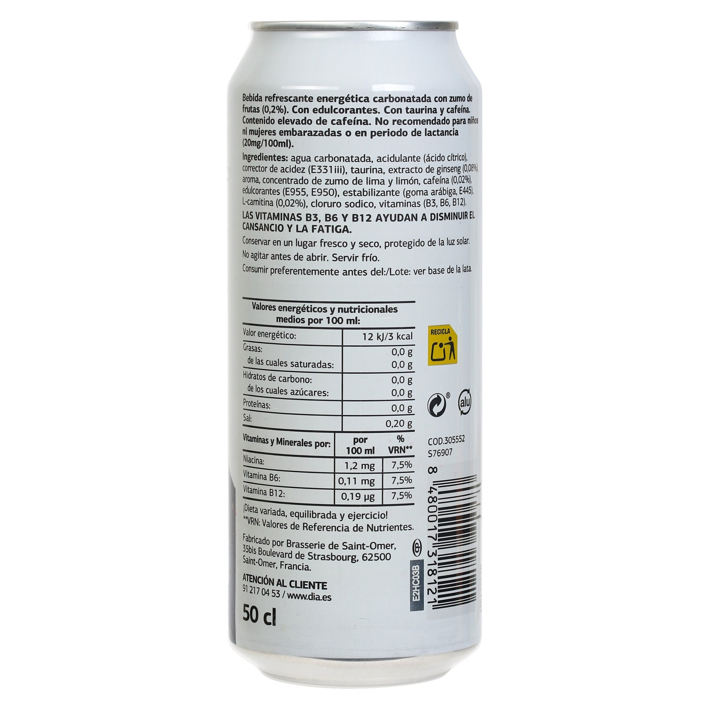 Bebida energética cítrica zero Dia El diablo 500 ml