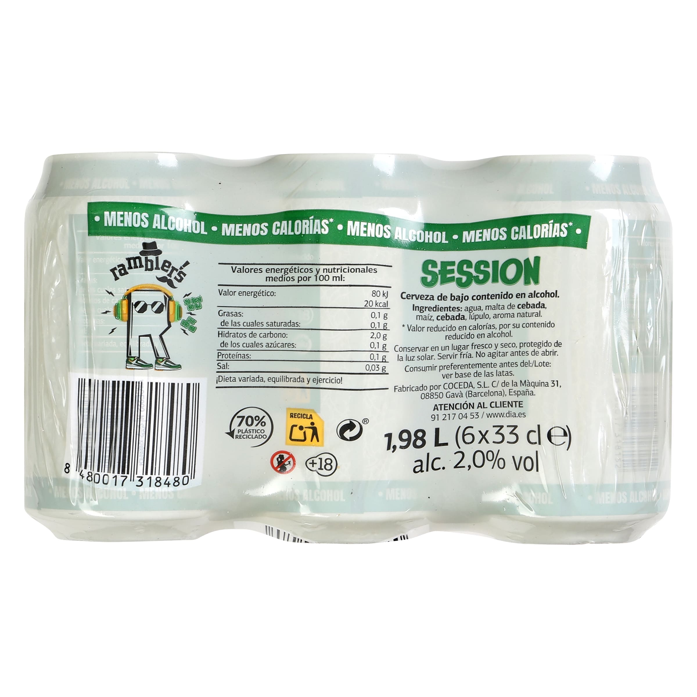 Cerveza baja en calorías Dia Ramblers pack 6 x 33 cl