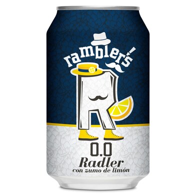 Cerveza radler con zumo de limón 0,0% Ramblers de Dia lata 33 cl-0 Cerveza radler con zumo de limón 0,0% Ramblers de Dia lata 33 cl-0