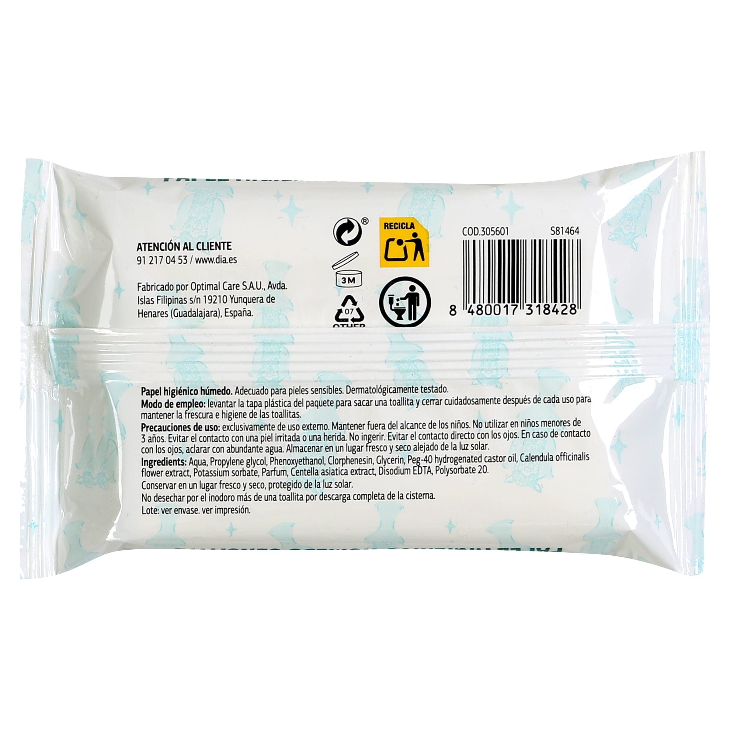 Papel higiénico húmedo sensitive Dia La Llama 15 unidades