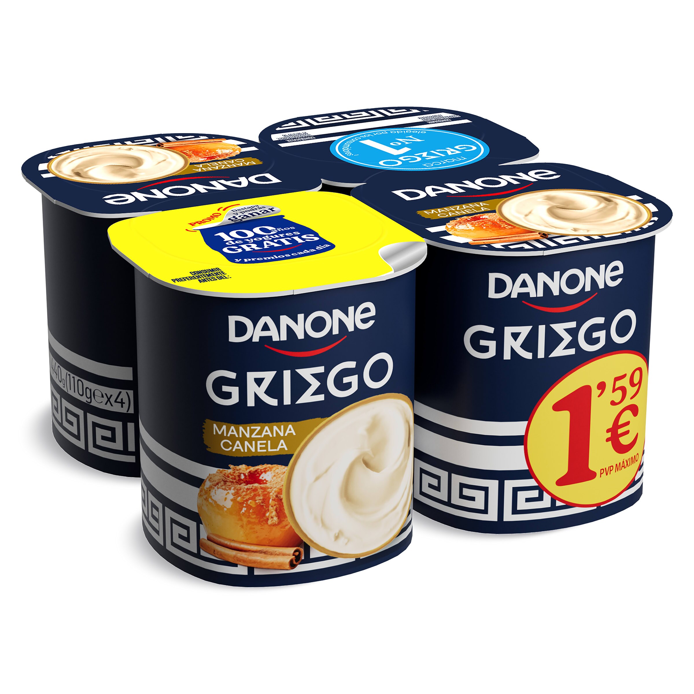 Yogur griego sabor manzana y canela pack 4 x 120 g