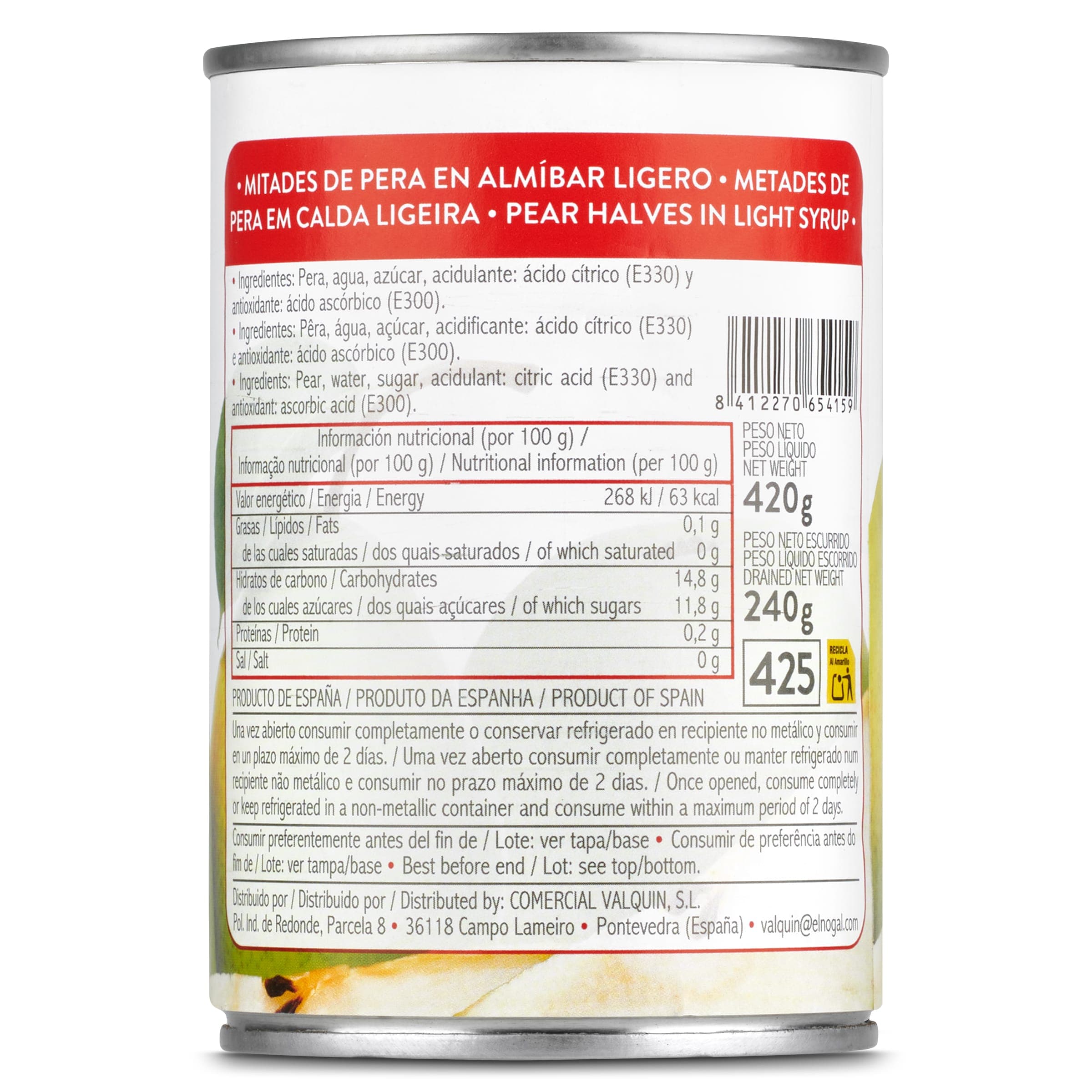 Pera en almíbar Norvi 240 g