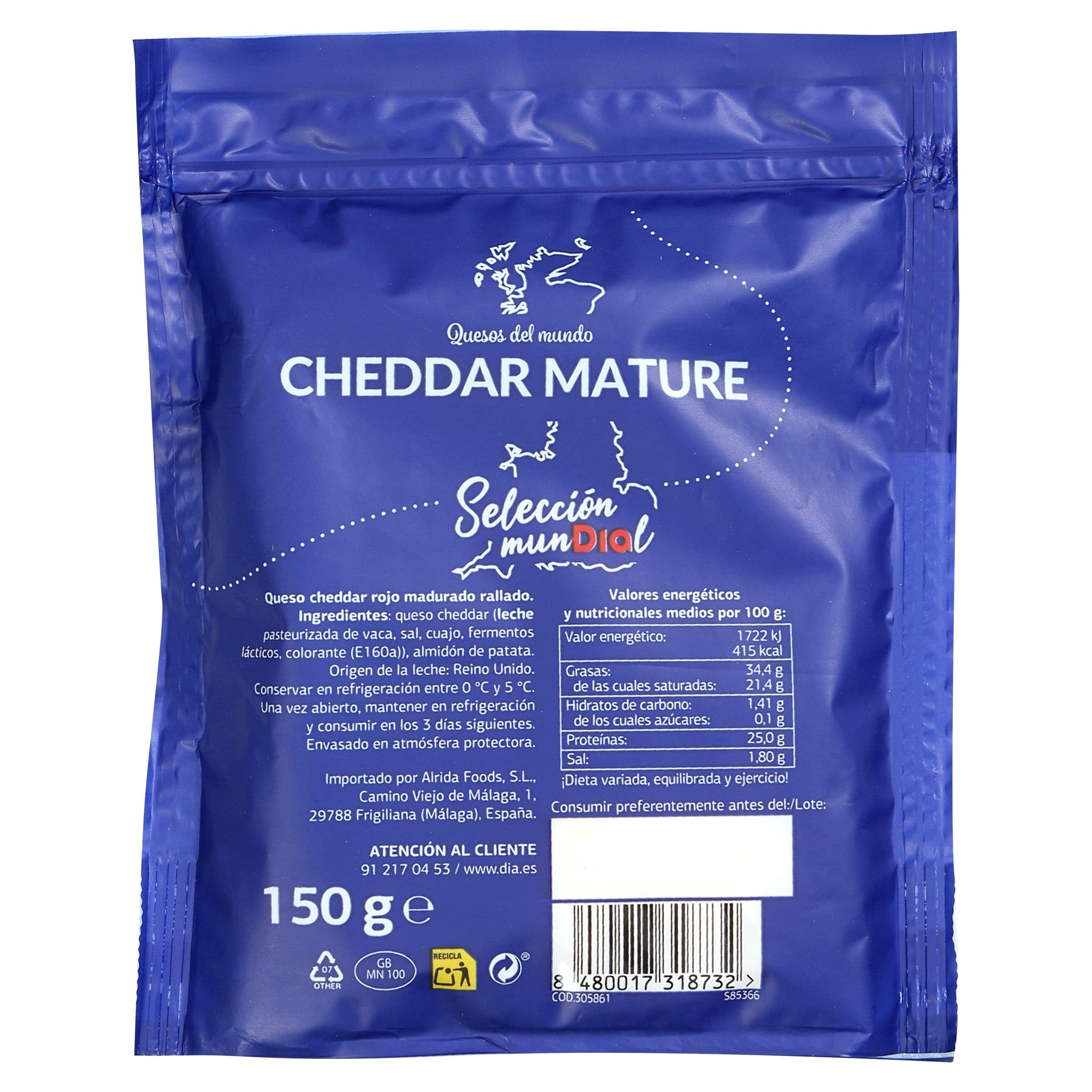 Queso cheddar rallado Dia Selección Mundial 150 g