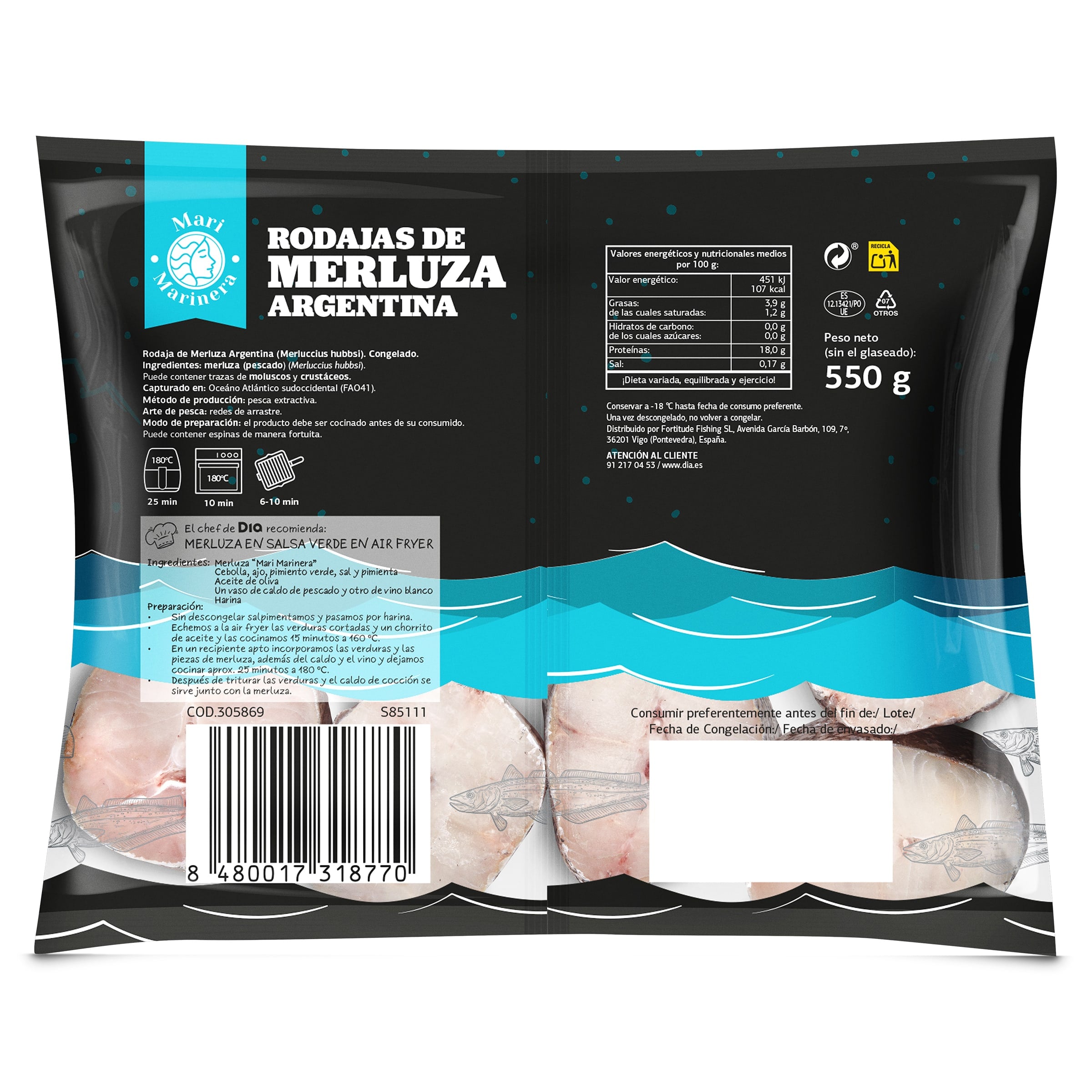 Rodajas de merluza argentina Dia Mari Marinera 550 g