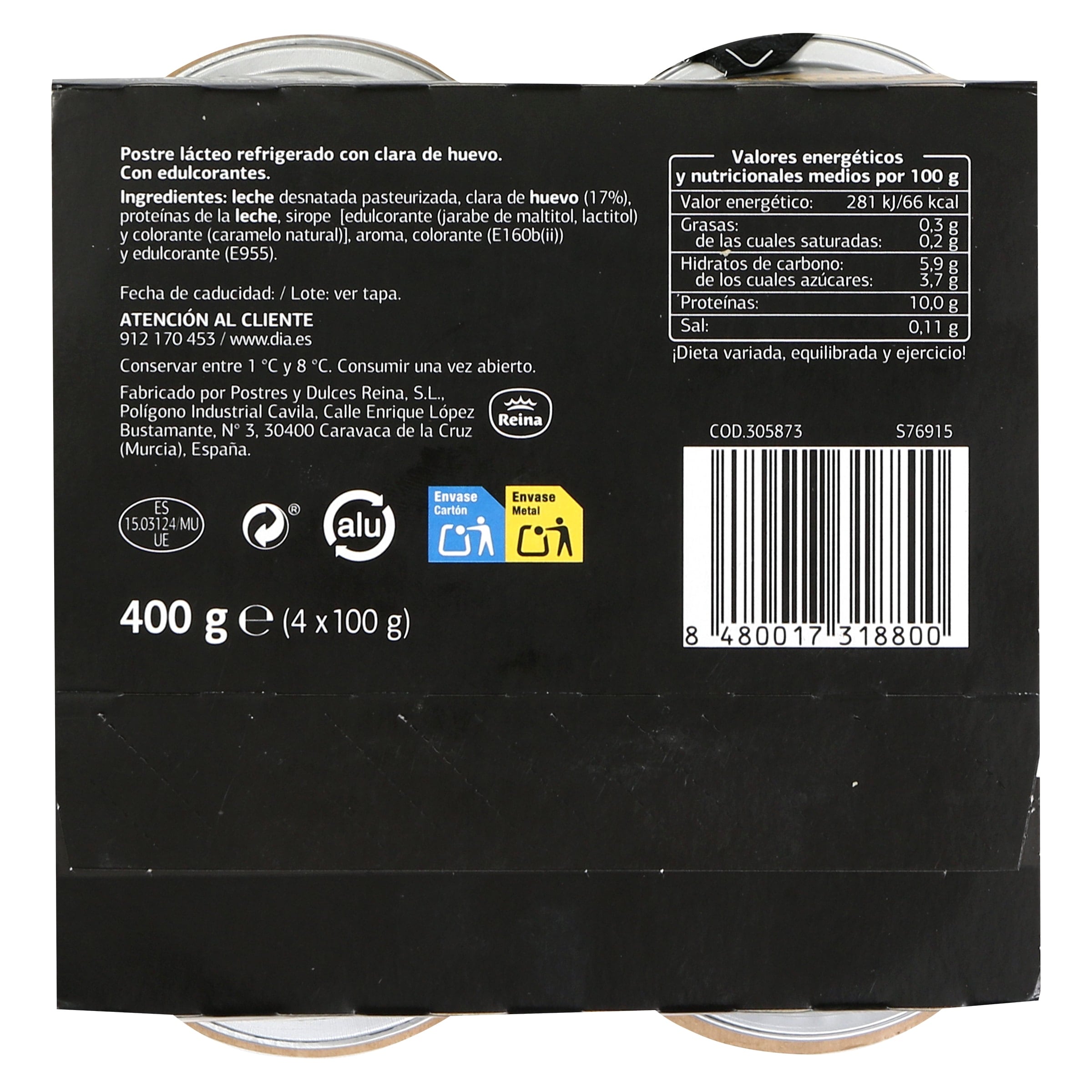 Flan de huevo alto en proteínas Dia Láctea 4 x 100 g