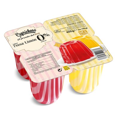 Postre gelificado sabor fresa y limón 0% Dia Caprichoso 4 x 100 g-0