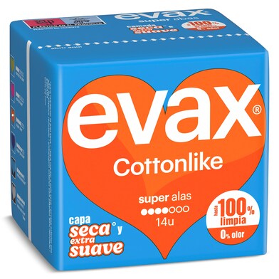 Compresas super con alas Evax bolsa 14 unidades-0