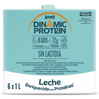 Leche desnatada sin lactosa dinamic protein Pascual pack 6 x 1 l-0 Leche desnatada sin lactosa dinamic protein Pascual pack 6 x 1 l-0