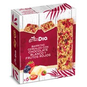 Barritas de cereales con chocolate blanco y frutos rojos Gran Dia caja 138 g