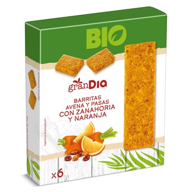 Barritas de avena y pasas con zanahoria y naranja Gran Dia caja 138 g-0 Barritas de avena y pasas con zanahoria y naranja Gran Dia caja 138 g-0