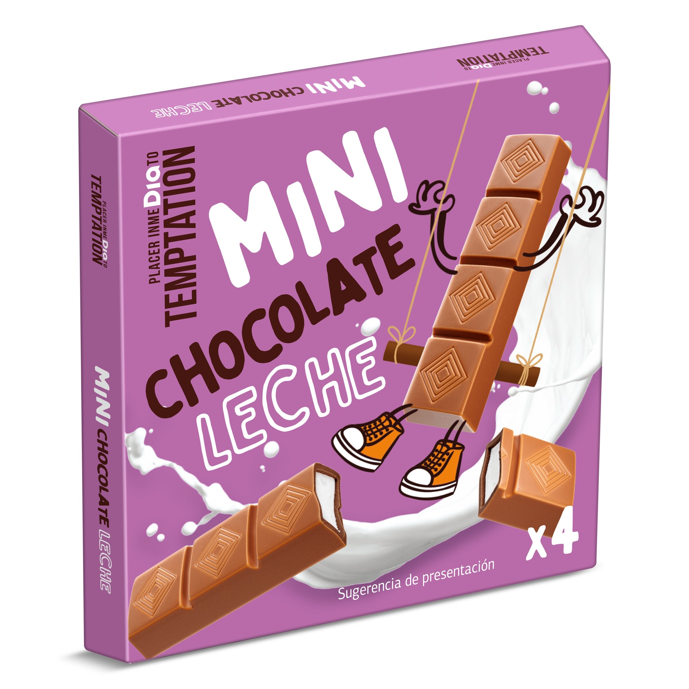 Mini barritas de chocolate con leche Temptation de Dia caja 50 g