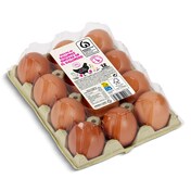 Huevos frescos de gallinas criadas en suelo categoría A clase L Dia bandeja 12 unidades