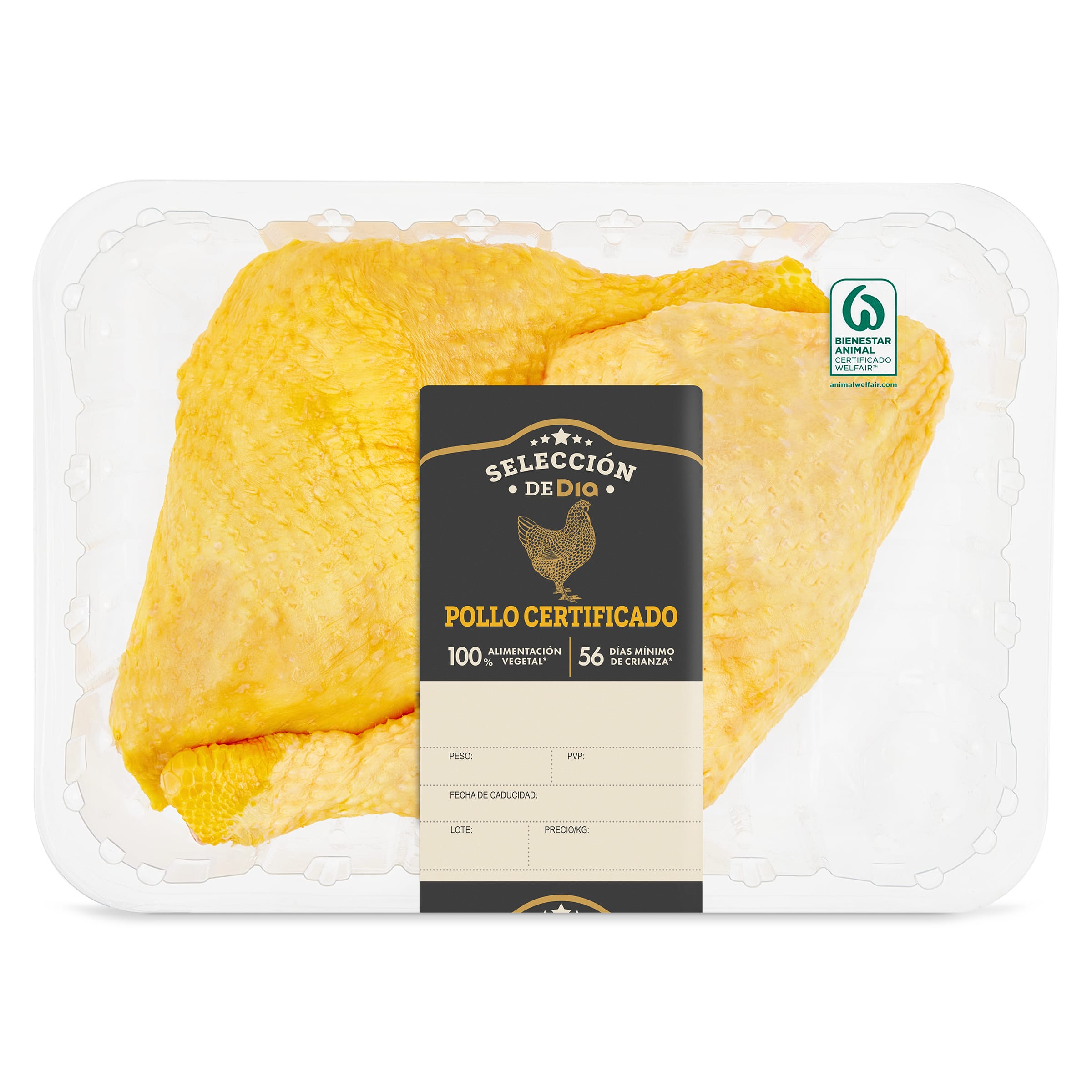 Cuarto trasero de pollo certificado Selección de Dia 1.1 Kg g aprox.